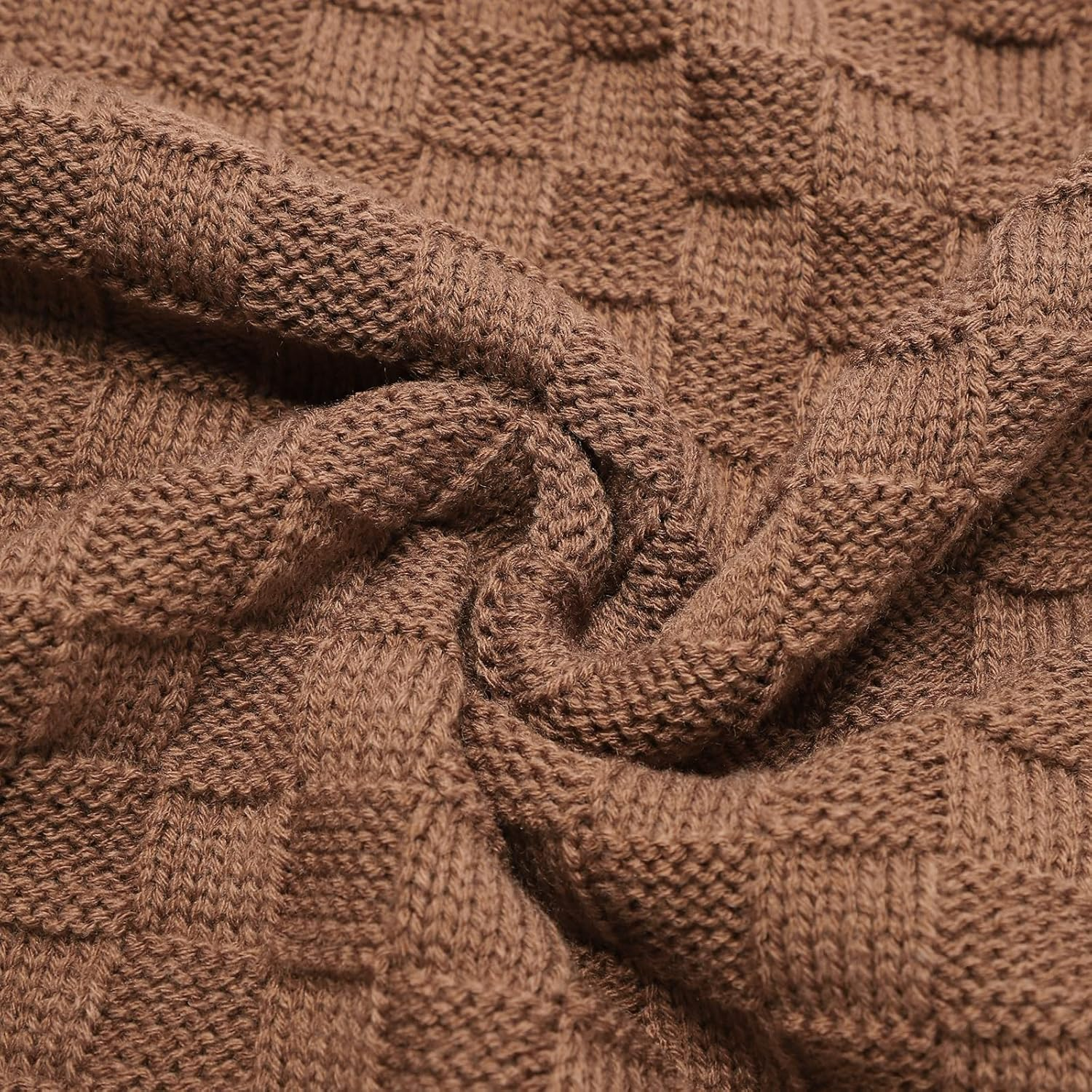 LAWKUL Baby Blankets Knit Cable Babe Blanket Soft Airy Newborn Infant Receiving Swaddling Brown Neutral Crib Stroller 40"X30"