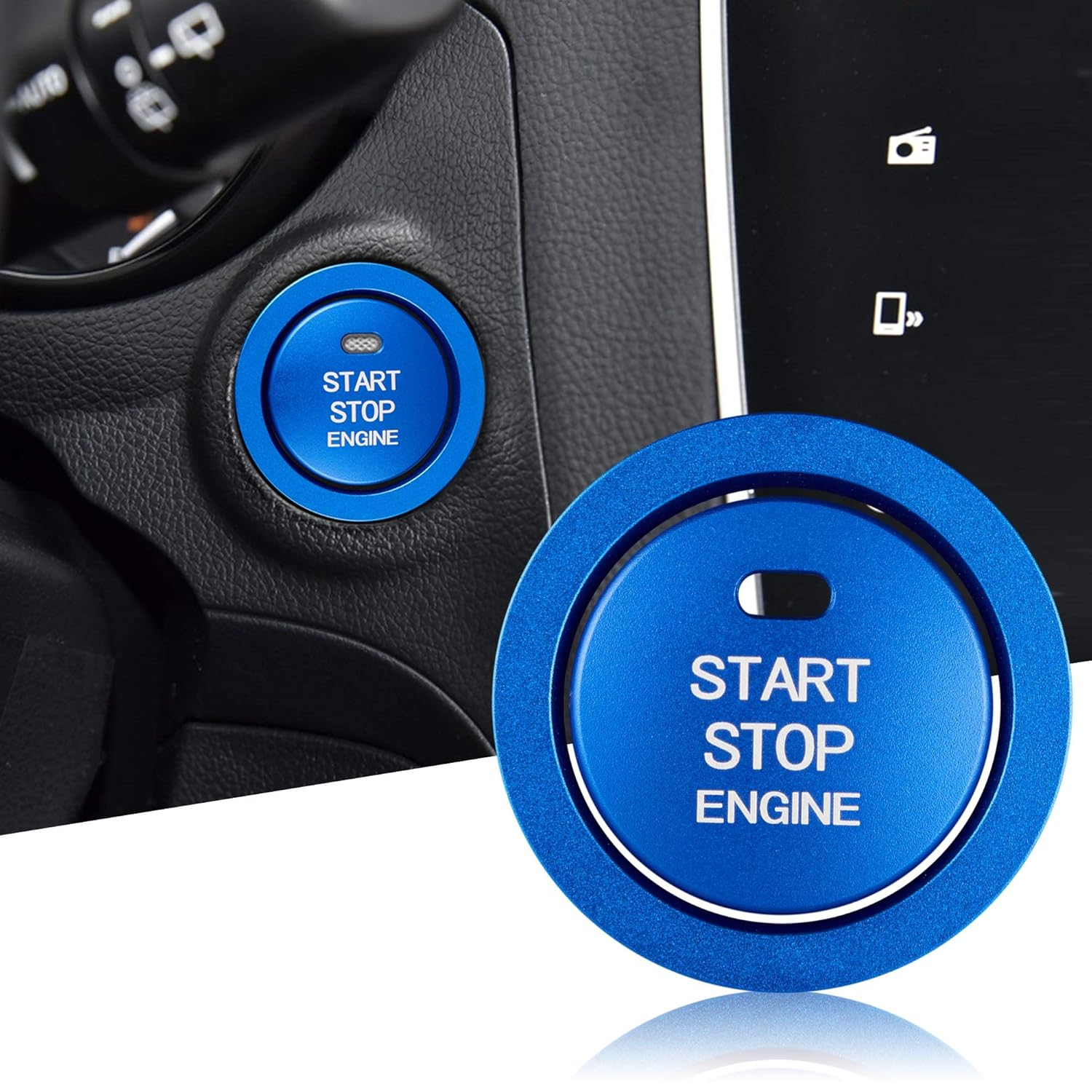 TOMALL Aluminum Engine Start Stop Push Button Cover Trim Compatible with Subaru Forester Legacy Impreza Outback Ascent BRZ XV Car Engine Ignition Start Button Cap Surrounding Trim Ring (Blue)