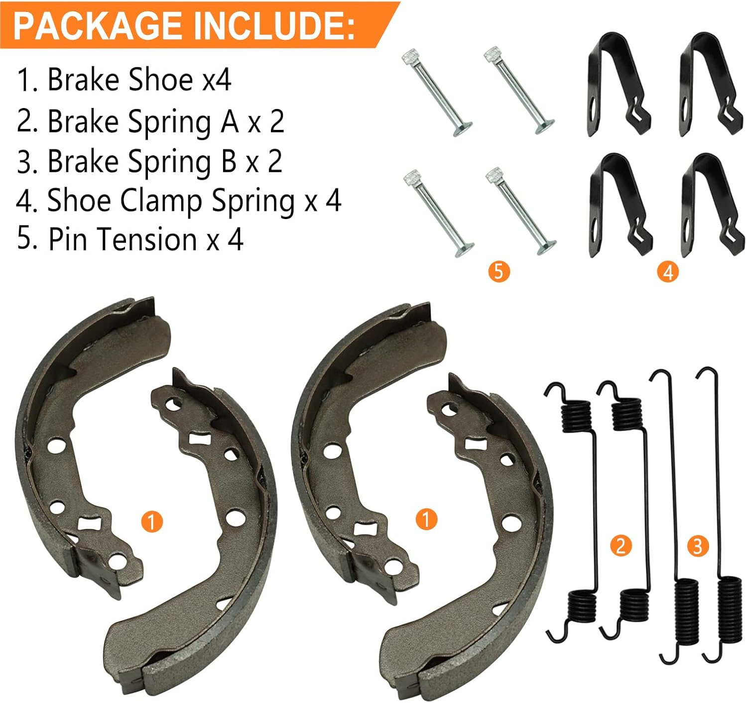 Front Brake Shoes Springs Pins for Suzuki King Quad Kingquad 250 300 LT-4WD-X LT-F4WD-X LT-F300-F, OEM# 54400-39840 image number 5