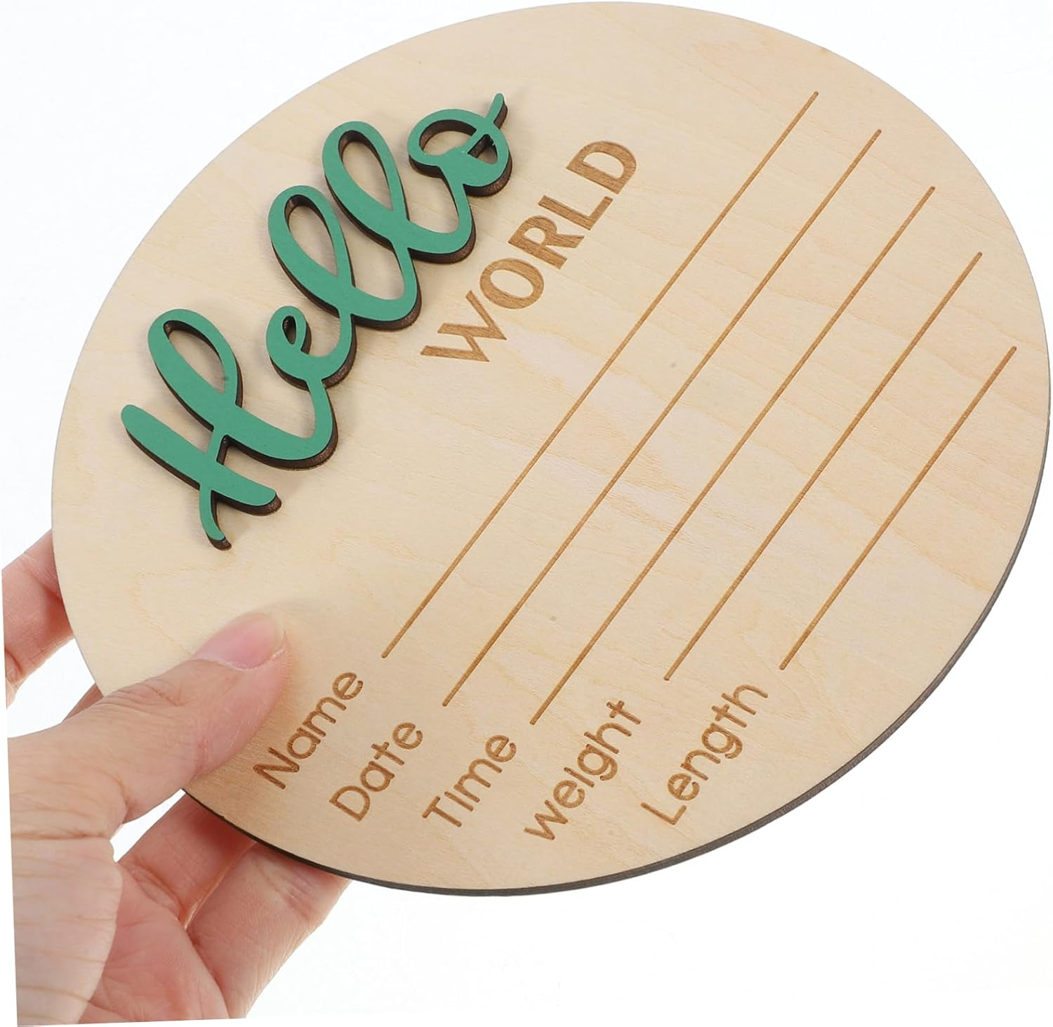 Wooden Birth Announcement Sign round Plaque Newborn Name Display Prop for Photography Smooth Surface Info Keepsake Decoration image number 6