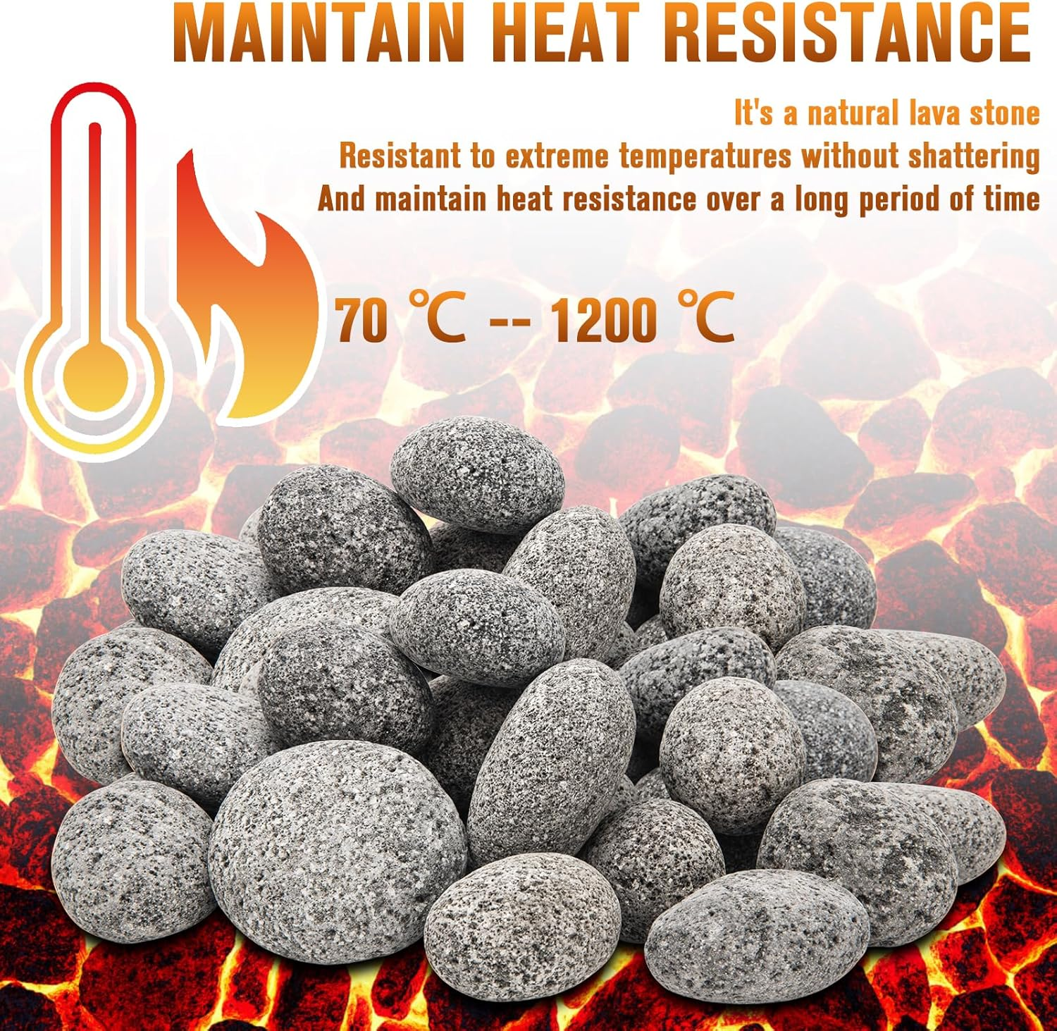 10-Pound Lava Rocks for Fire Pit,2"-3" Natural Lava Stones, Black Lava Rocks for Fire Pit and Fireplace image number 5