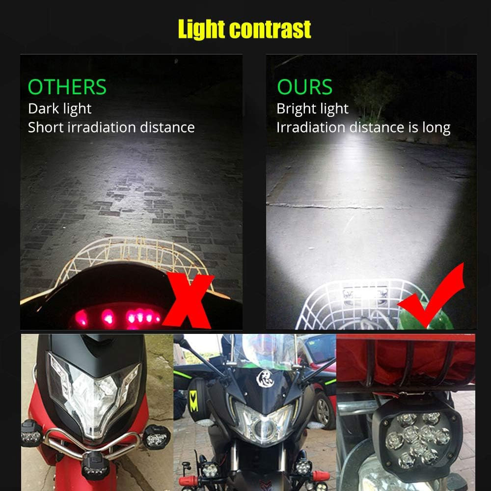 HENLIX Motorcycle Driving Lights 3000LM Super Bright 18SMD Chips Sport Lights Waterproof for Cars ATV Bike Yamaha UTV Truck Boat Dc9-85V,Xenon White.(1-Pack). image number 1