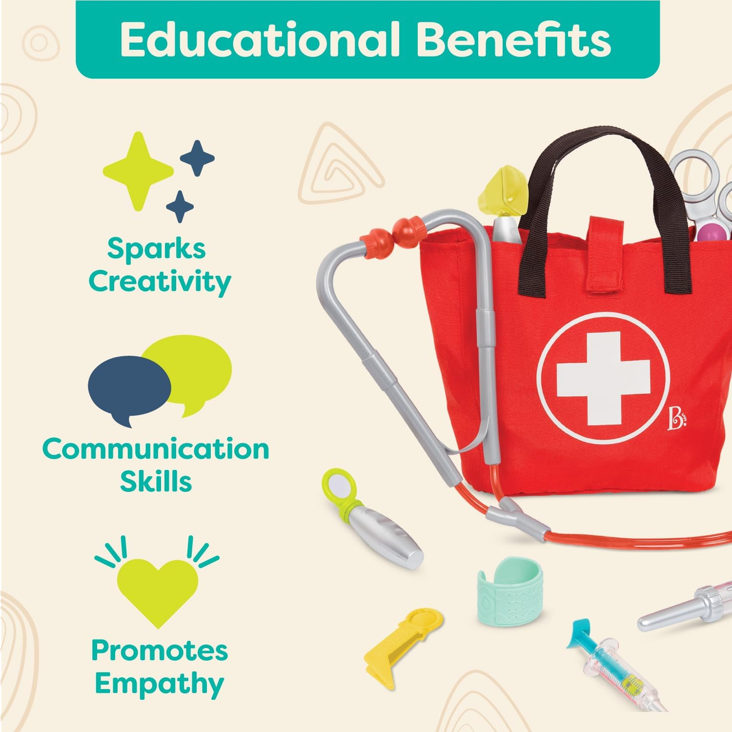 B. Doctor Play Set - Realistic Tools for Pretend Play - Educational Toys for Toddlers and Kids - Mini Care Kit - 18 Months+ image number 6