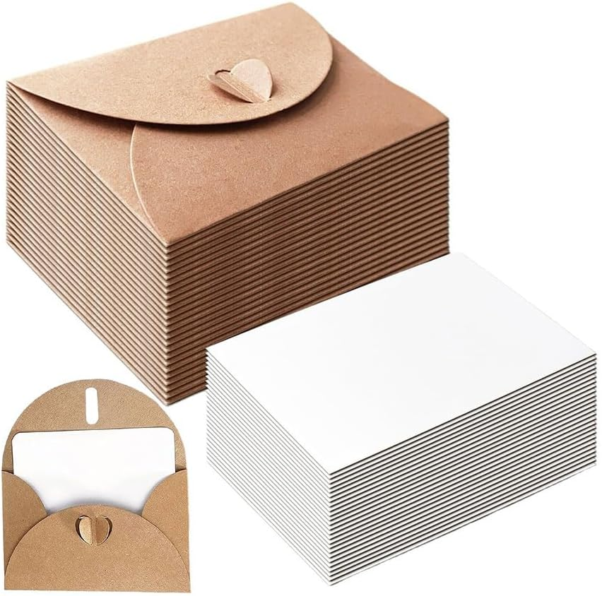 50 Pcs Blank Cards and Envelopes Set, Love Envelope,Cute Mini Envelope for Wedding Invitations Christmas Valentine'S Day (50 Pcs) image number 3