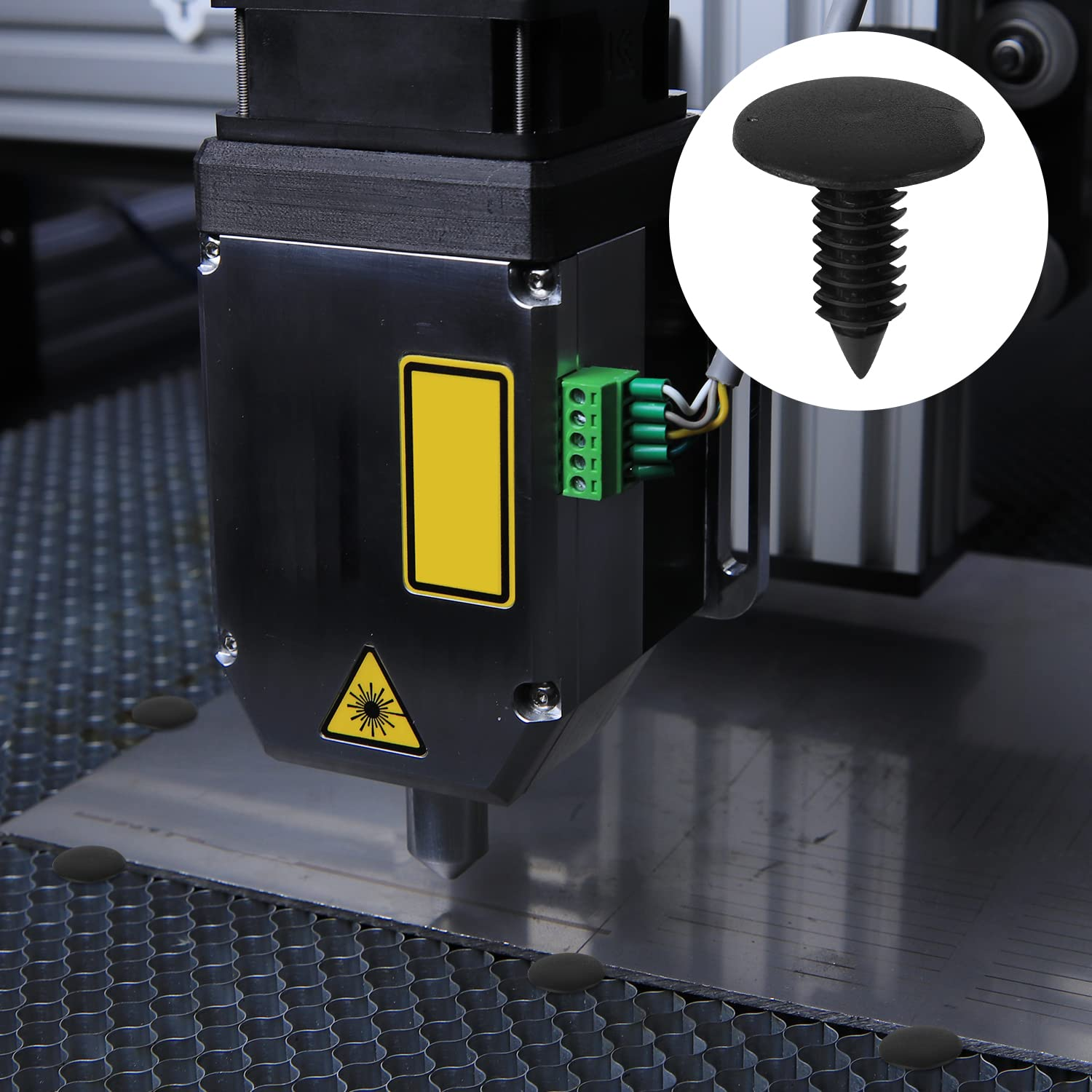 Pack of 100 Laser Honeycomb Pins, Honeycomb Laser Bed Attachment Accessories for Needle Laser Engraver for 7.5 Mm Honeycomb Grid Replaces Honeycomb Laser Bed Accessories (Black) image number 4