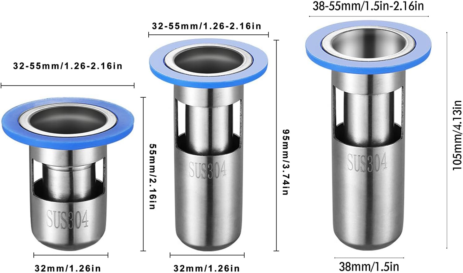Qruilantu Odor Proof Floor Drain，Shower Floor Drain Backflow Preventer，304Stainless Steel Drain Filter，Prevent Backflow, Prevent Anti-Odor Dispersion in Bathroom and Kitchen(Depth 3.3'') image number 3