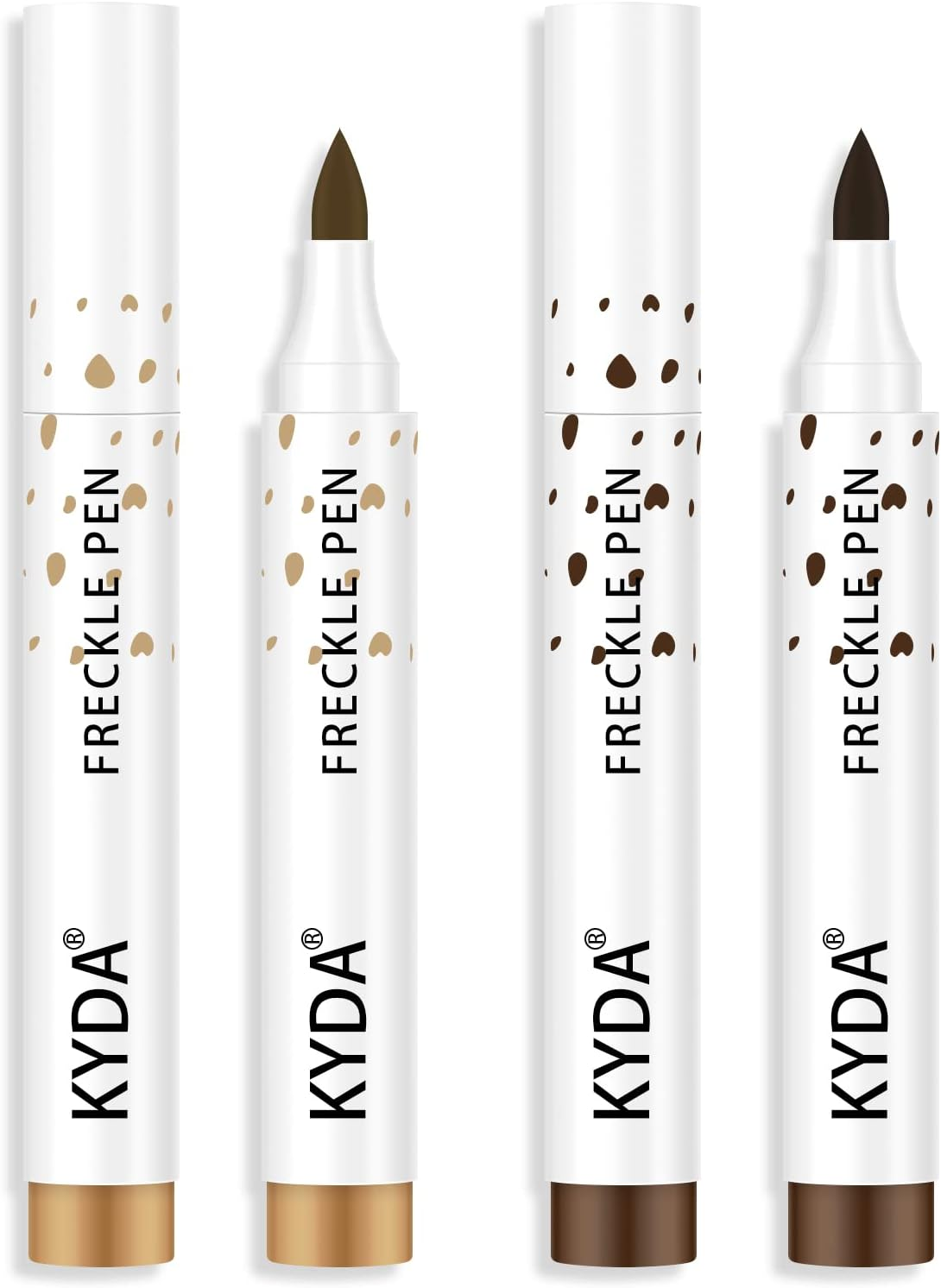 KYDA 2 Pcs Freckle Makeup Pen, Natural Lifelike Freckle Makeup Pen Magic Freckle Color, Waterproof Longlasting Soft Dot Sopt Pen, for Natural Effortless Sunkissed Makeup-Dark Brown