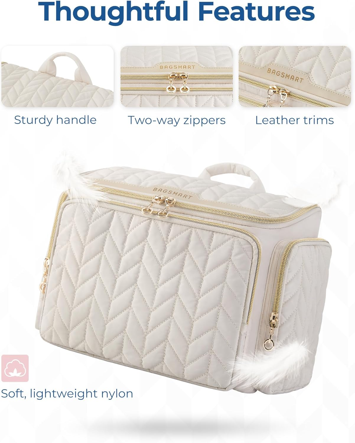 BAGSMART Travel Toiletry Bag, Large Wide-Open Travel Bag for Toiletries, Makeup Cosmetic Travel Bag with Handle-Pink image number 1