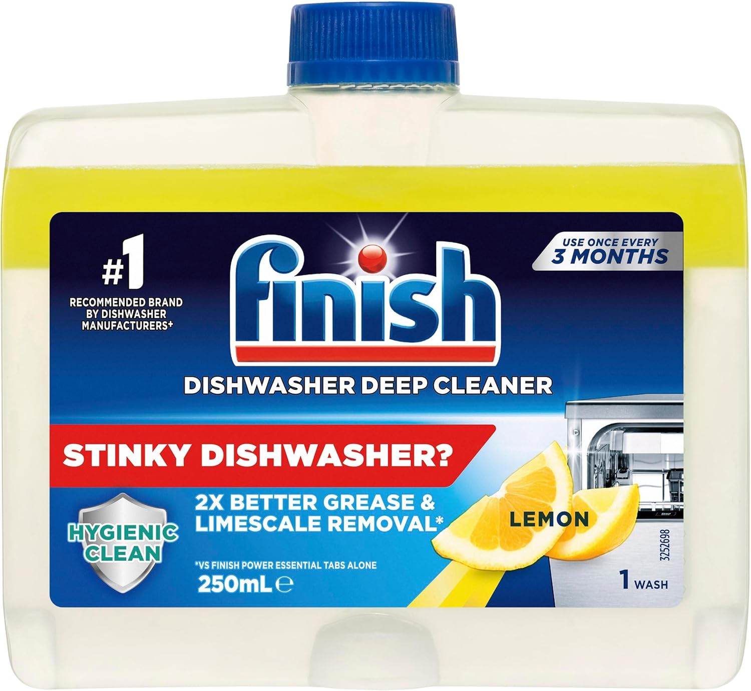 Finish Dishwasher Cleaner Liquid Triple Pack, Lemon Sparkle, 250Ml (Pack of 3) image number 6