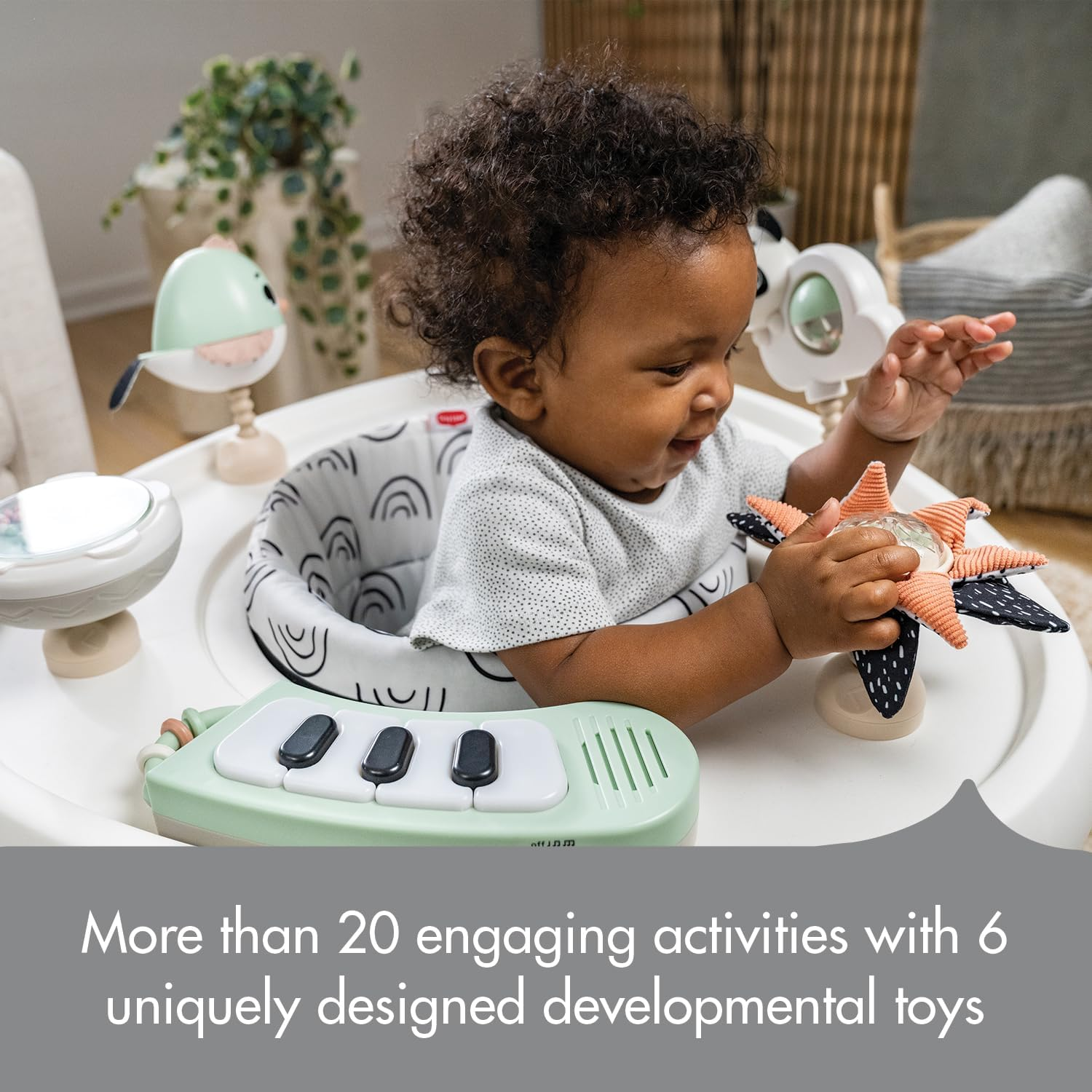 Tiny Love 5-In-1 Activity Center - Black & White Decor Collection, Includes Tummy Time, Balance Board, Toddler Table, and Chair Modes, Enhanced with 6 Detachable Toys for Developmental Play image number 6