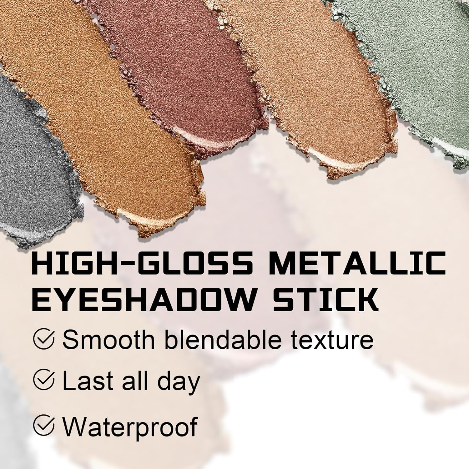 Apooliy 5 Colors Eyeshadow Stick Set,Metallic Shimmer Cream Eye Shadow,Rightener Pencil,Waterproof & Long-Lasting Eyeshadow Pen image number 6