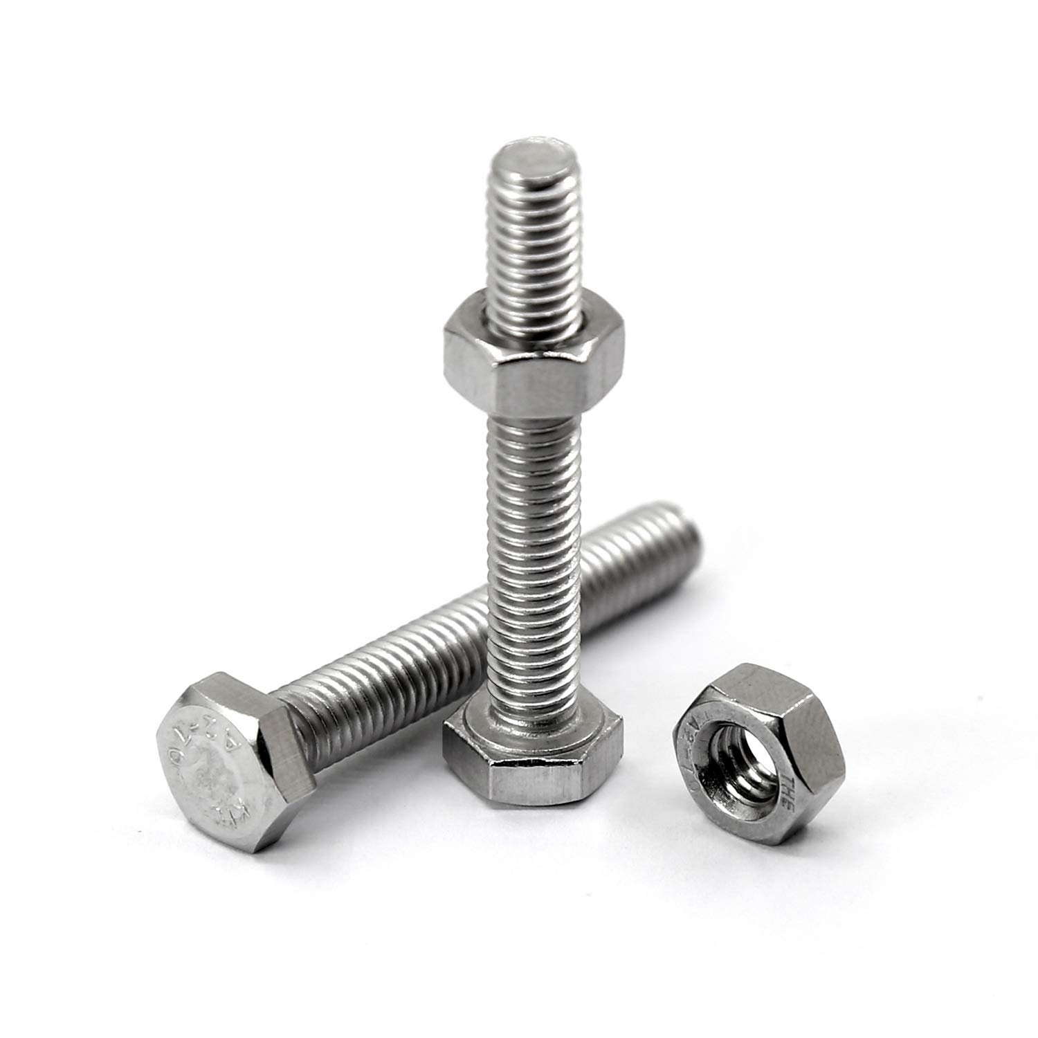 (30 Sets) M5-0.8 X 50Mm Hex Head Bolts and Nuts Set, 304 Stainless Steel,Full Thread, Bright Finish, Machine Thread image number 3