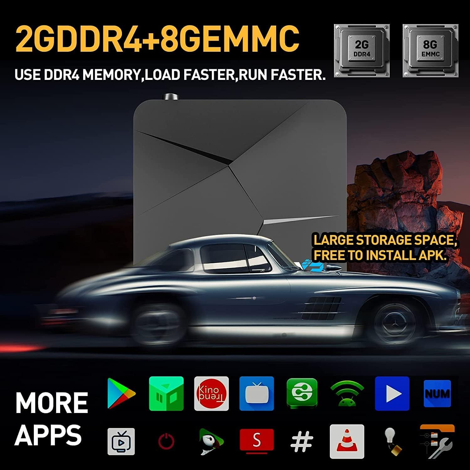 Kinhank Super Console X2 Retro Game Console with 100000+Games,Video Game Console Emuelec 4.5&Android 9.0 in 1,Compatible with PSP/PS1/DC/MAME,2 Controllers image number 2