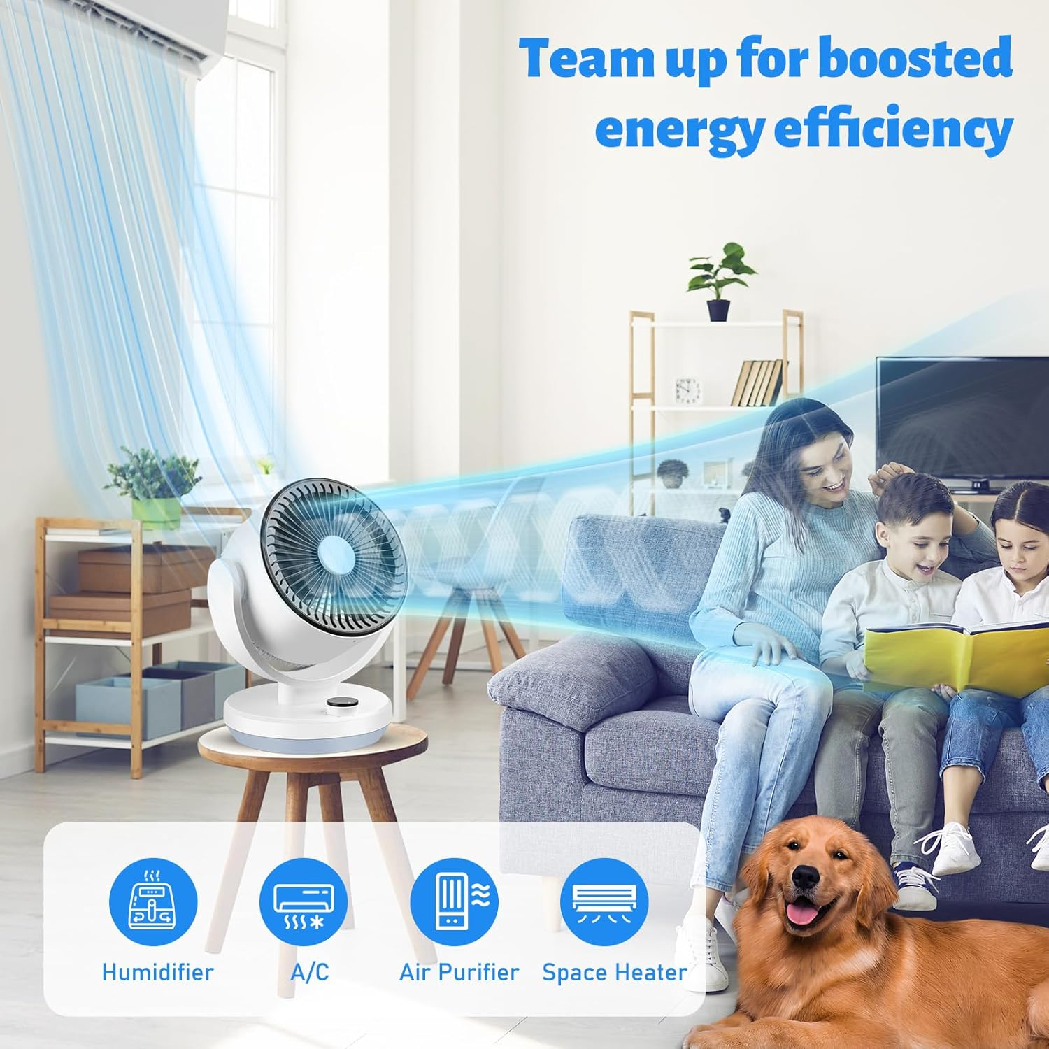 Vitalz Fan for Bedroom, Desk Air Circulator Fans,Efficient Cooling & Circulation, Powerful Airflow Table Oscillating Fan with 3 Speed, 90&deg; Adjustable Tilt Home,Offoce image number 1