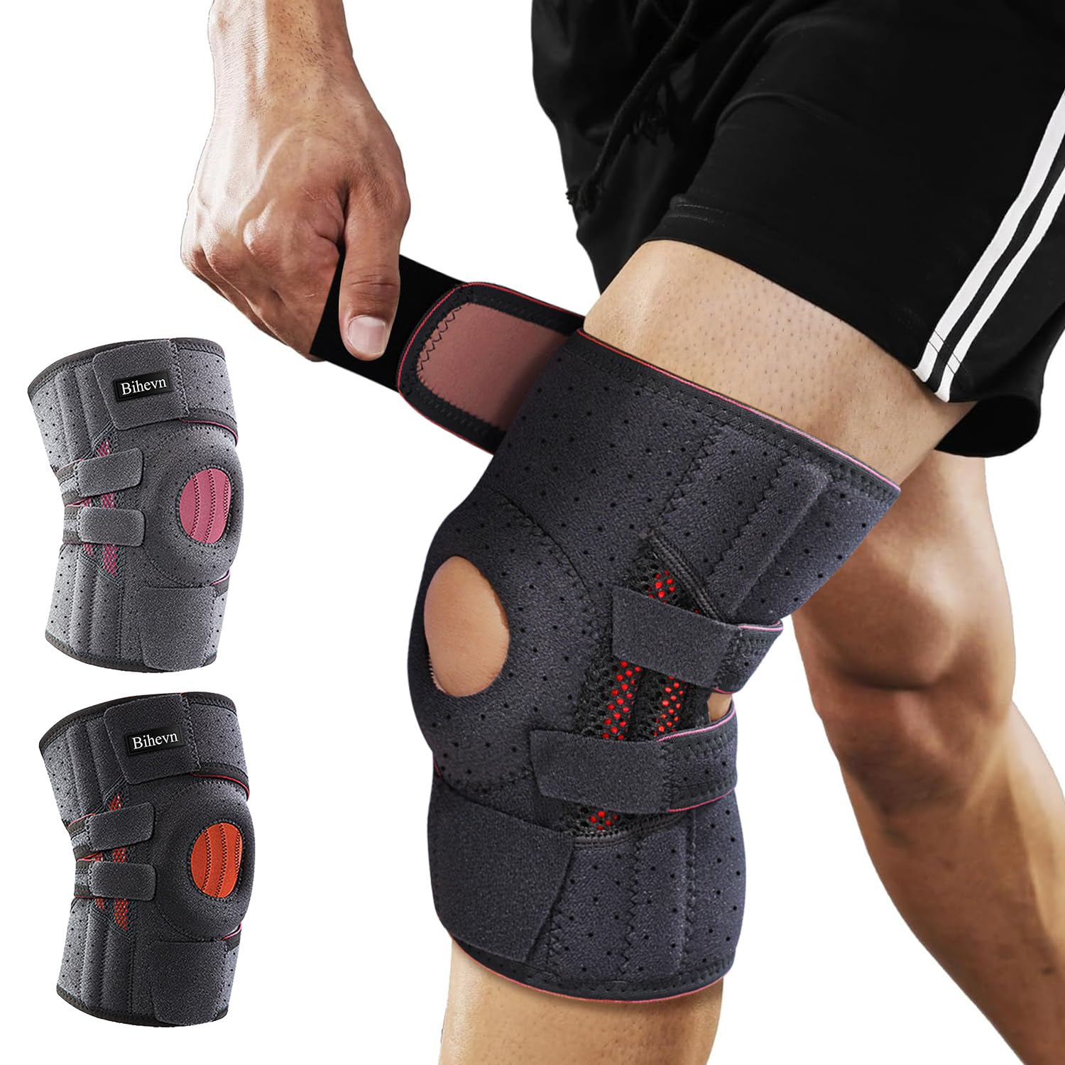 Knee Brace for Men with Patellar Support, Breathable Fabric for Pain Relief, Meniscus, Arthritis, ACL Support (Man-Black, 55Cm-70Cm)