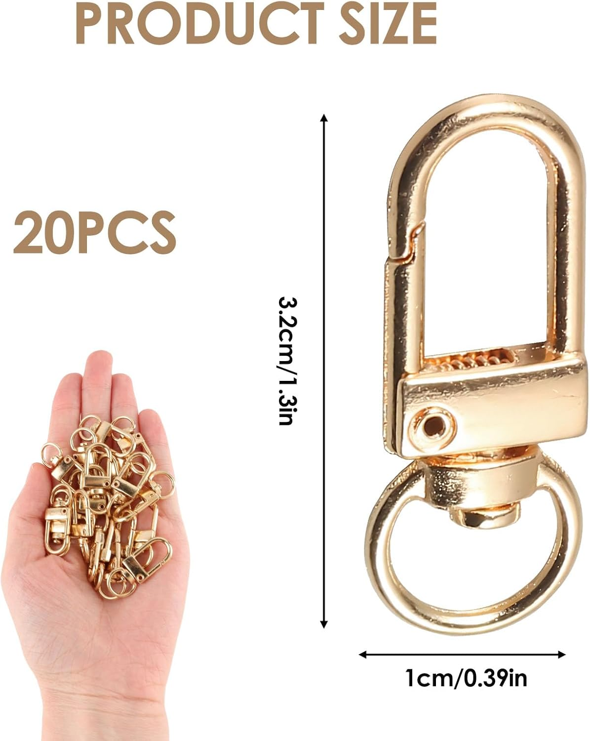 Hand Strap Mobile Phone, 20 Pieces Zinc Alloy U-Shaped Key Rings with Carabiner Hook, Mobile Phone Loop for Mobile Phone Keys, Pockets, Mobile Phone Chain, Short for Women, image number 3
