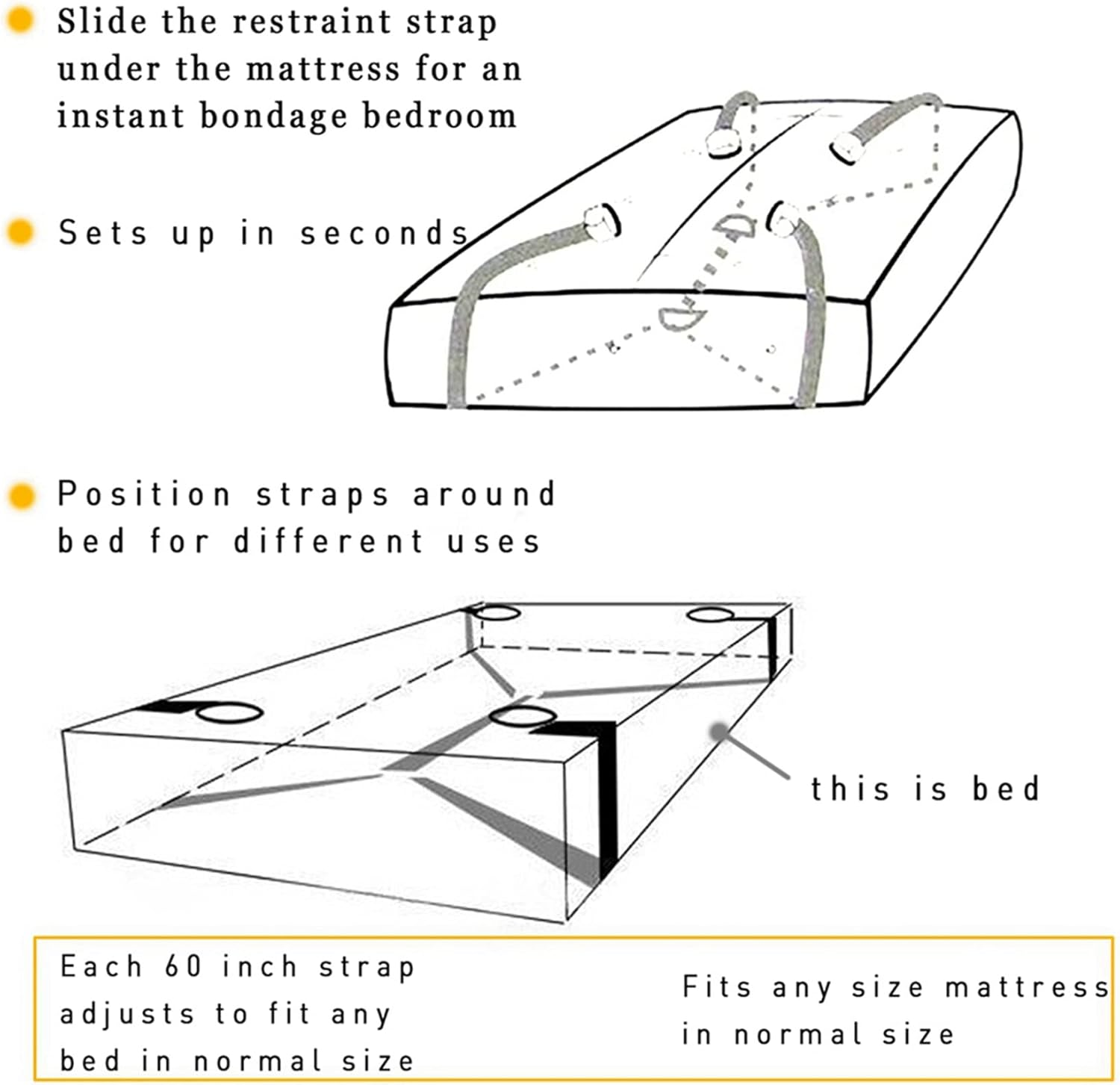Bed Restraint Kit for Couple under King Bed Sex Tie Downs for Adults Couples Hand Leg Cuffs Ankle Wrist Restraints Sex Bondaged Bed Frame Straps Sexy Accessories for Bedroom Toys Women'S Hoodies image number 2