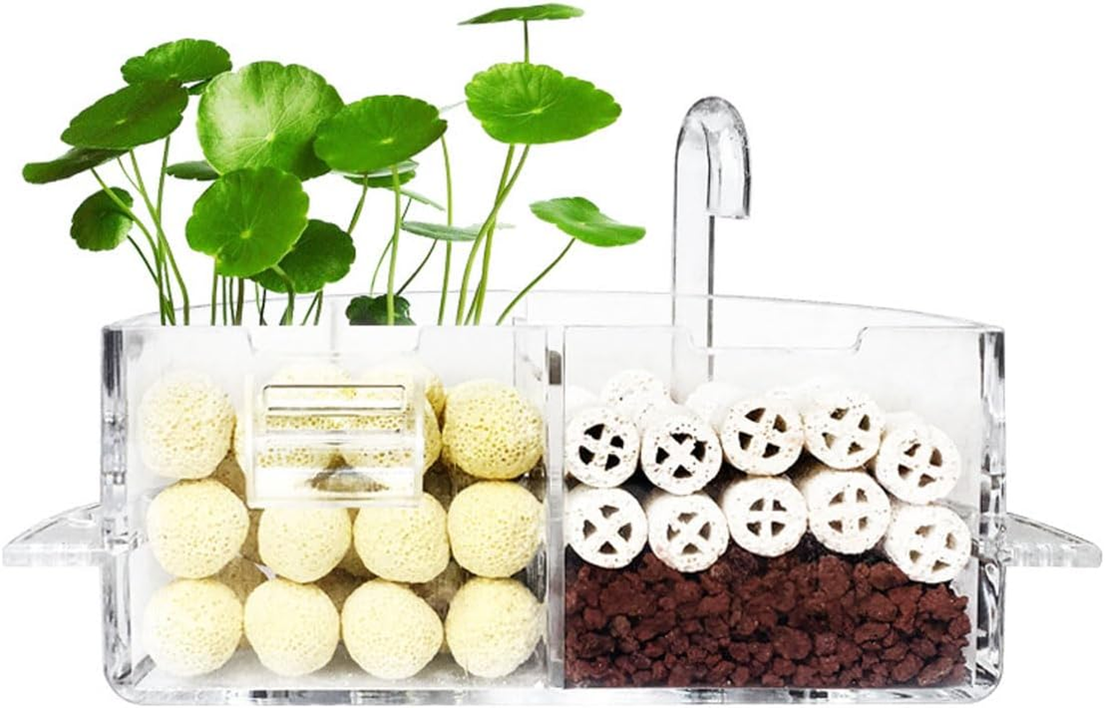 AIMALL round Aquarium Filter Box, Small External Top Quiet Water Purification, Three-In-One Trickle Filter, High Transparency, Arc-Shape Design image number 1