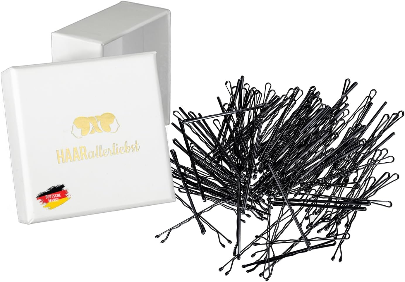 Haarallerliebst Hair Clips (Black, Pack of 50, 5 Cm) with Box for Storage (50; Box Colour: White) image number 3
