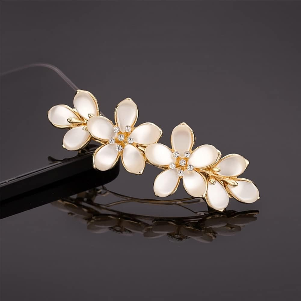 Vintage Hair Barrettes, Opal Hair Clips French Crystal Flower Hairpin Hair Accessories for Women Girl image number 2