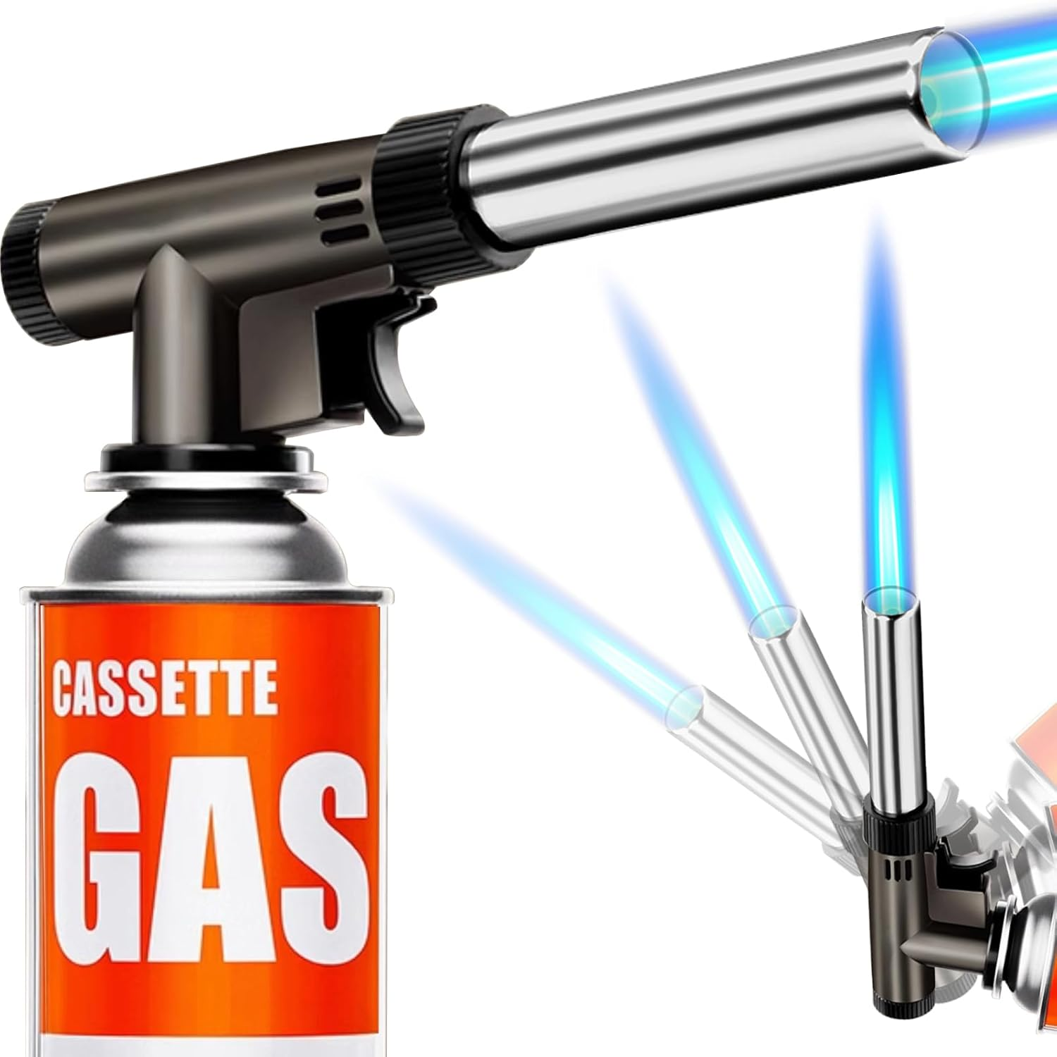 Butane Torch, Professional Kitchen Torch Lighter, Metal Case, 360&deg; Reverse Use, Adjustable Flame Shape Strength Gas Burner for Desserts Creme Brulee Baking BBQ Camping Soldering (Fuel Not Included) image number 3