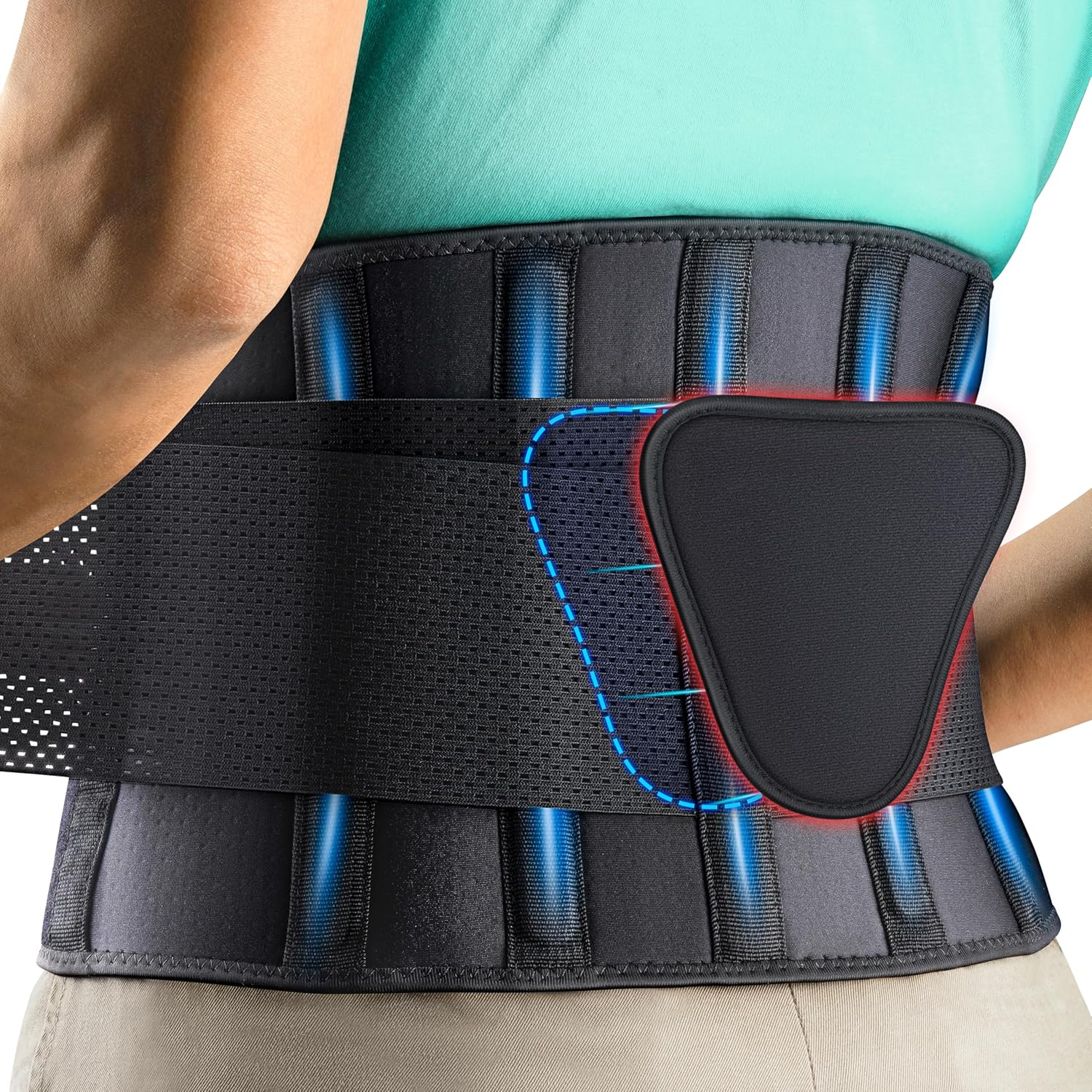FEATOL Back Brace for Lower Back Pain, Back Support Belt for Women & Men, Breathable Lower Back Brace with Lumbar Pad, Lower Back Pain Relief for Herniated Disc, Sciatica, Scoliosis plus Size (Waist image number 4