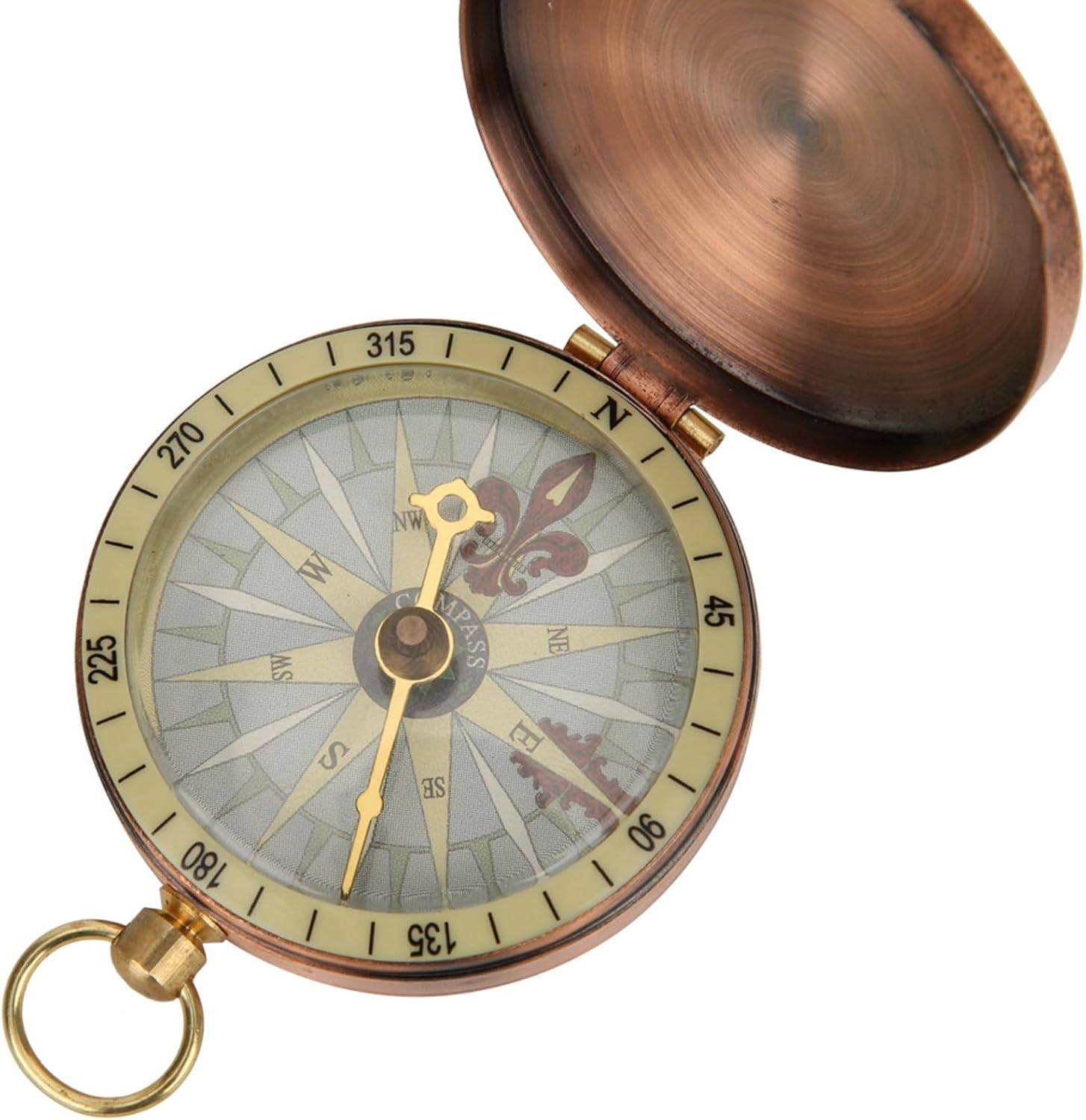 Vintage Retro Metal Copper Pocket Watch Compass, Lightweight and Portable for Camping Hiking, Suitable for Outdoor Activities, Bronze image number 5