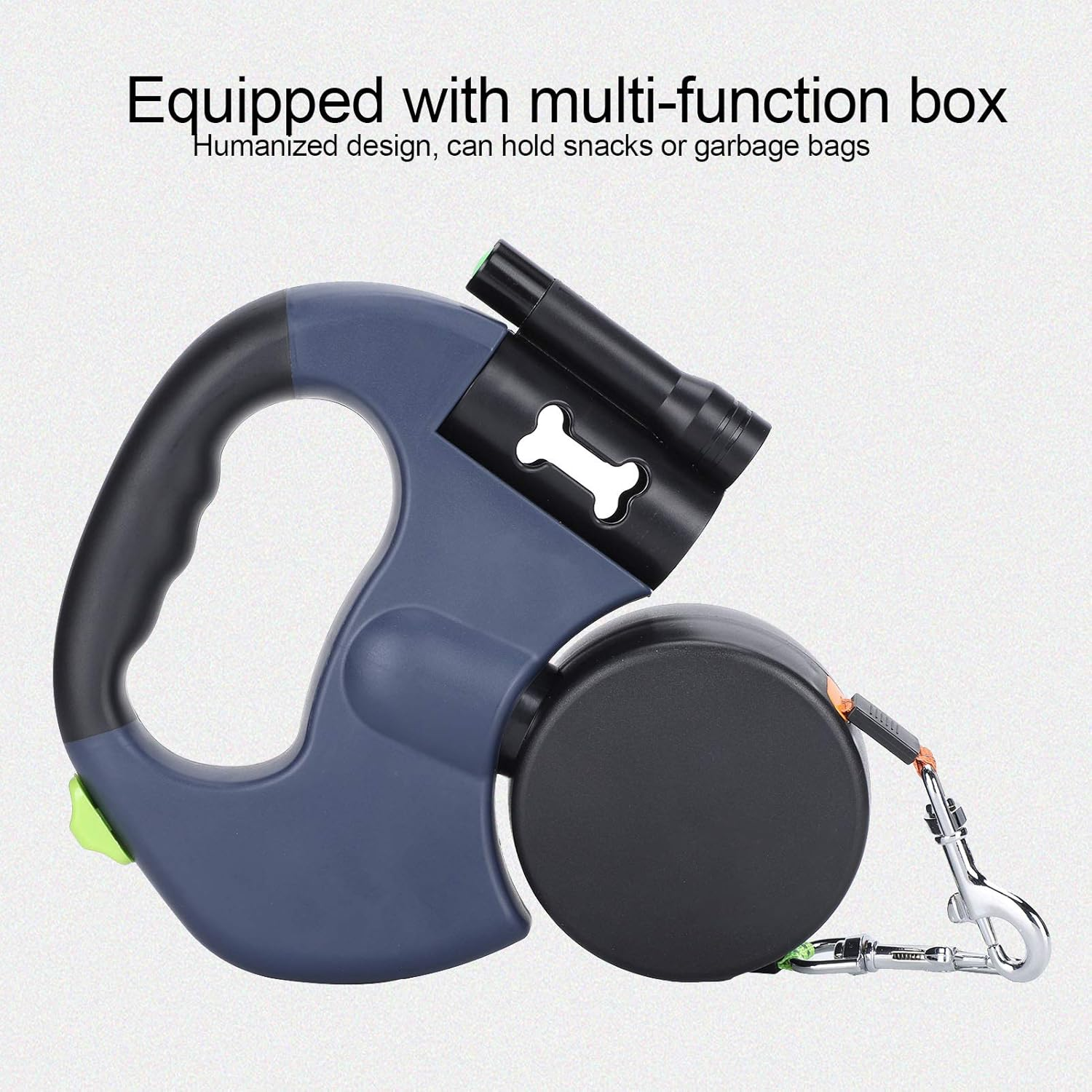 Dual Retractable Dog Leash, Double-Head Lockable Extendable Pet Leash with LED Flashlight, 9.8Ft Reflective Nylon Ribbon, 360&deg; - for Two Dogs Walking Training, up to 110 Lbs Total image number 5