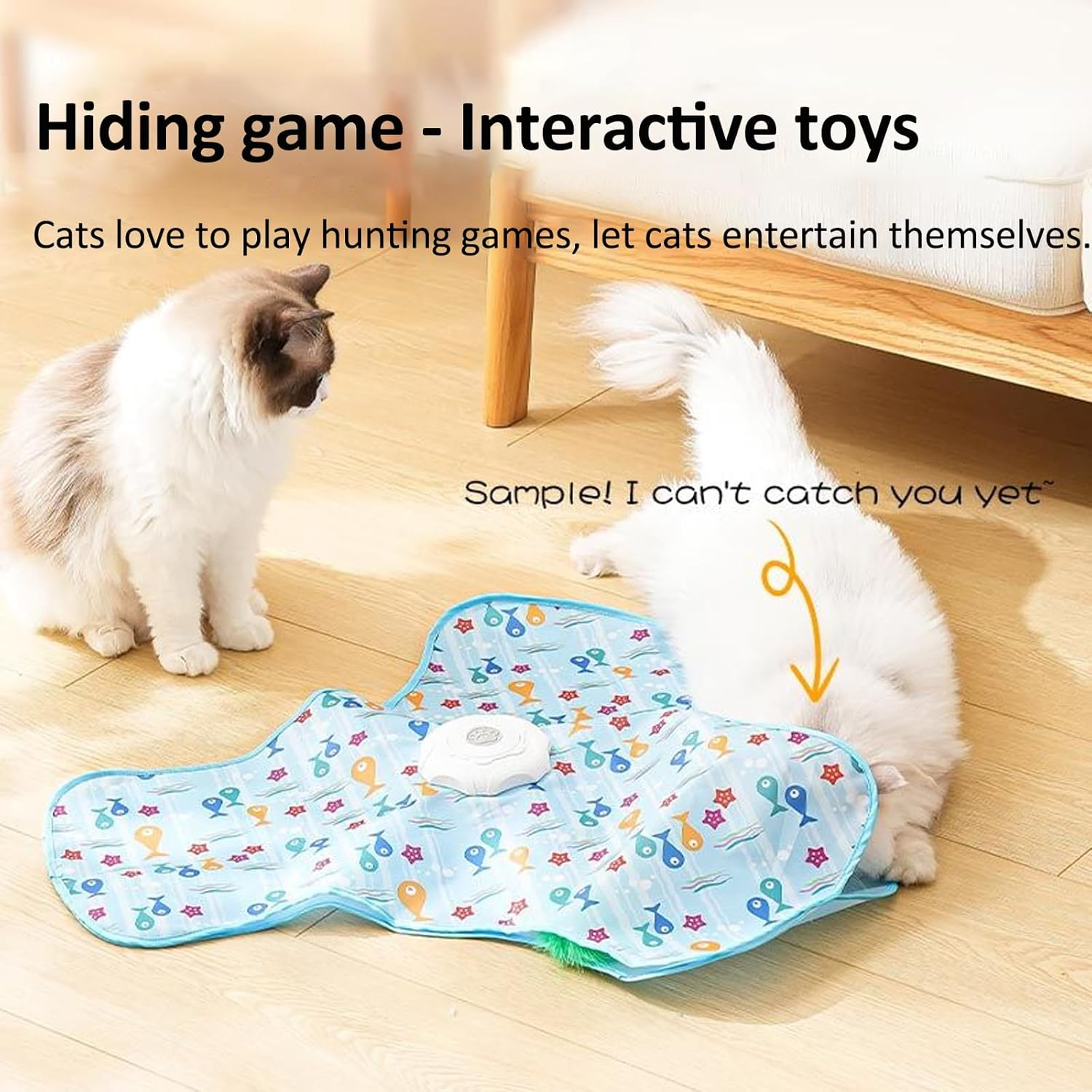Interactive Cat Toy, Cat Toys for Indoor Cats Interactive, Hide and Seek Interactive Cat Toy, Moving Concealed Feathers, Real Mouse Squeaky, Touch Activated, USB Rechargeable image number 3