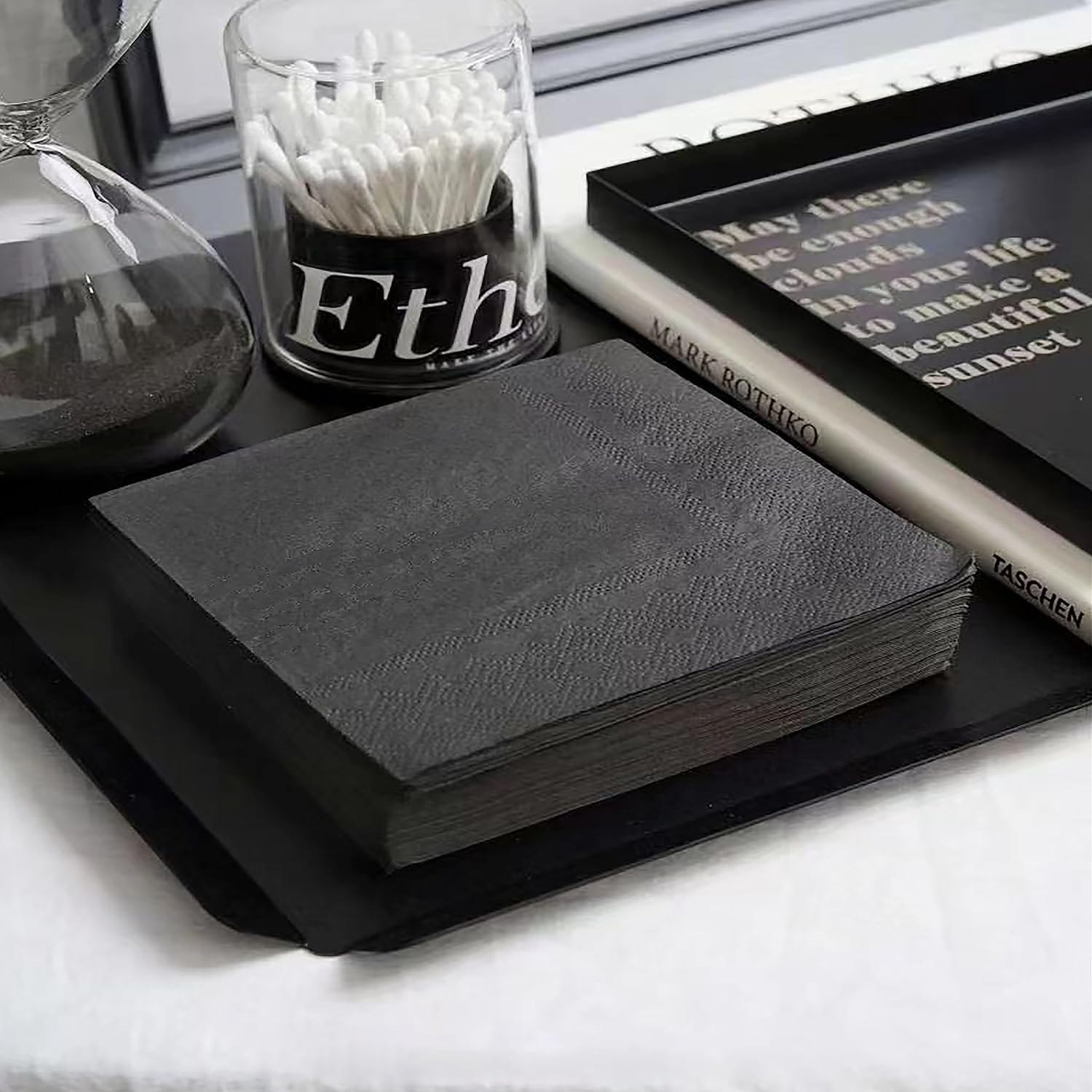 Premium 2 Ply Black Dinner Napkins - Pack of 120 - Elegant for Dining and Parties - Disposable Cocktail Napkins - 9.8" X 9.8" (Paper) image number 1