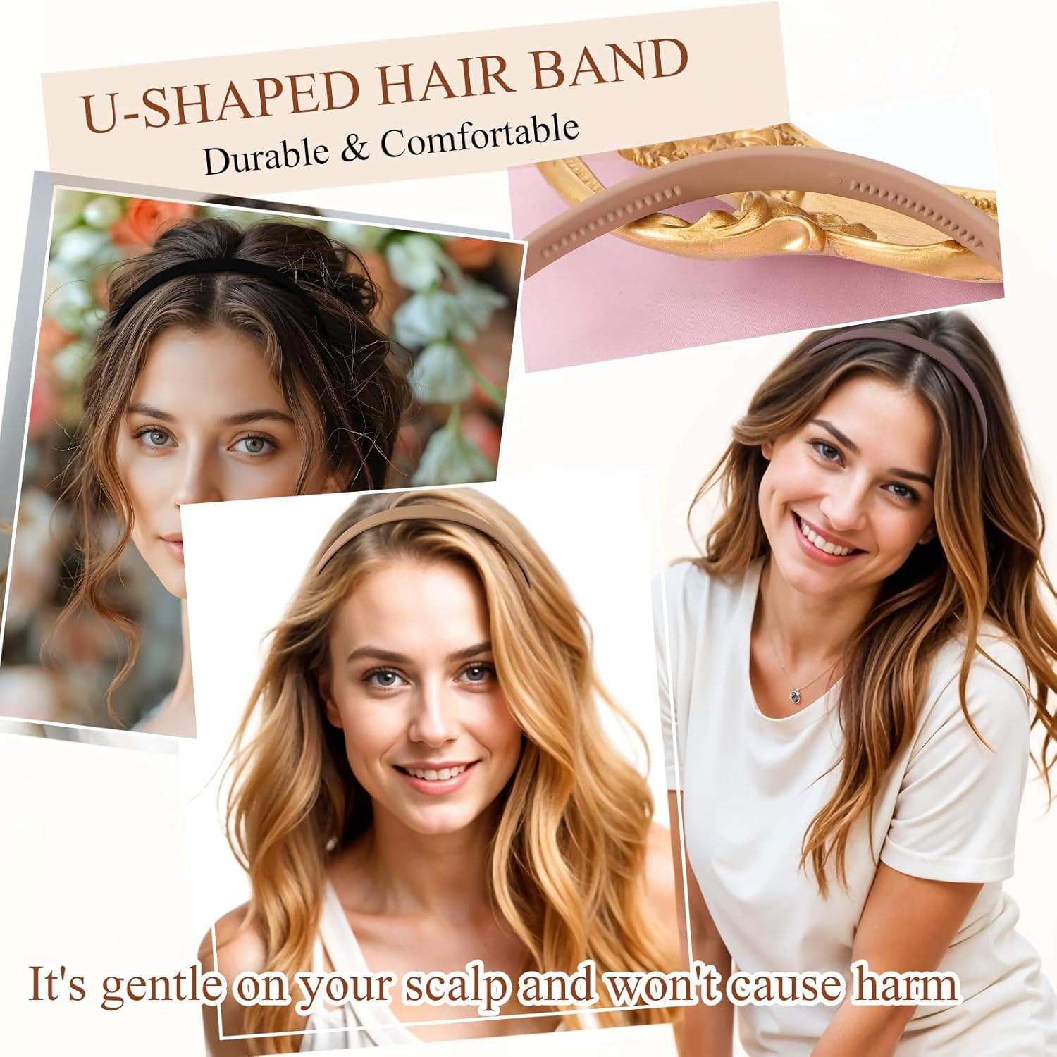 Pack of 3 No Headache Headbands, Women'S Headbands, Matte Headband, Plain Hair Band, Non-Slip Headband for Sports, Sleep, Face Washing, Make-Up image number 3