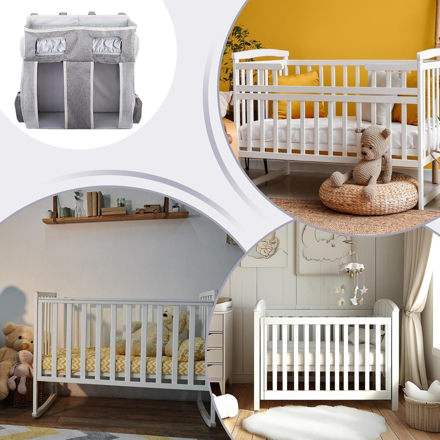 Diaper Organizer | Oxford near Crib Storage Bag - Oxford Diaper Bag with Multiple Compartments Large Capacity Stackable for Boys and Girls image number 3