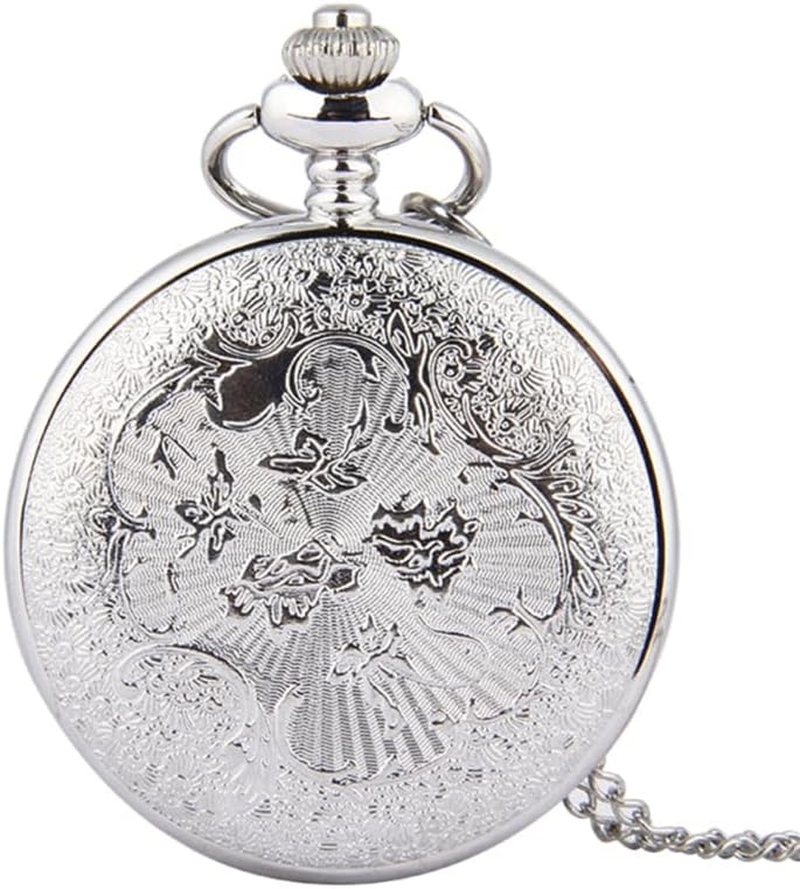 Gatuida Vintage Silver Pocket Watch with Chain, Creative Hanging Pendant for Decoration, Metal and Glass, and Women image number 3