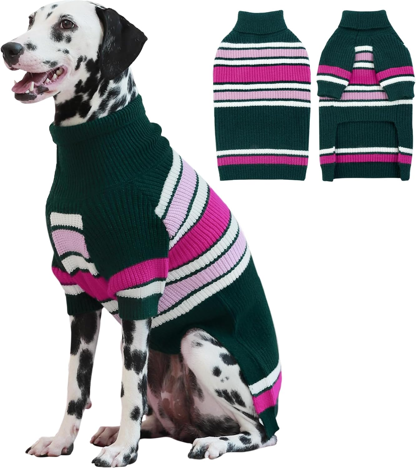 Iecoii XXL Dog Sweaters - Turtleneck Pullover for Extra Large Dogs, Holiday Christmas Dog Sweatshirt for Pitbull, Border Collie, Red