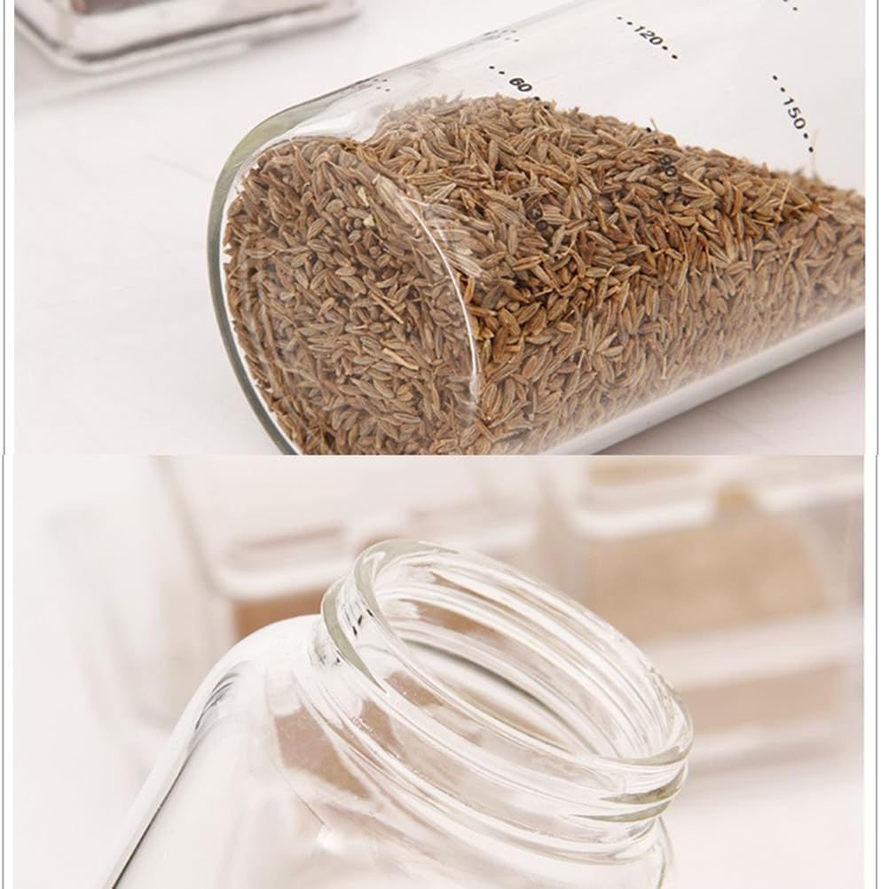 DOITOOL Spice Jars - 1 Piece 300 Ml round Spice Jars - Spice Shaker Glass Spice Container, Rotating Spice Organiser with Shaker Insert - Spice Storage Spice Jars, Spice Jar image number 5