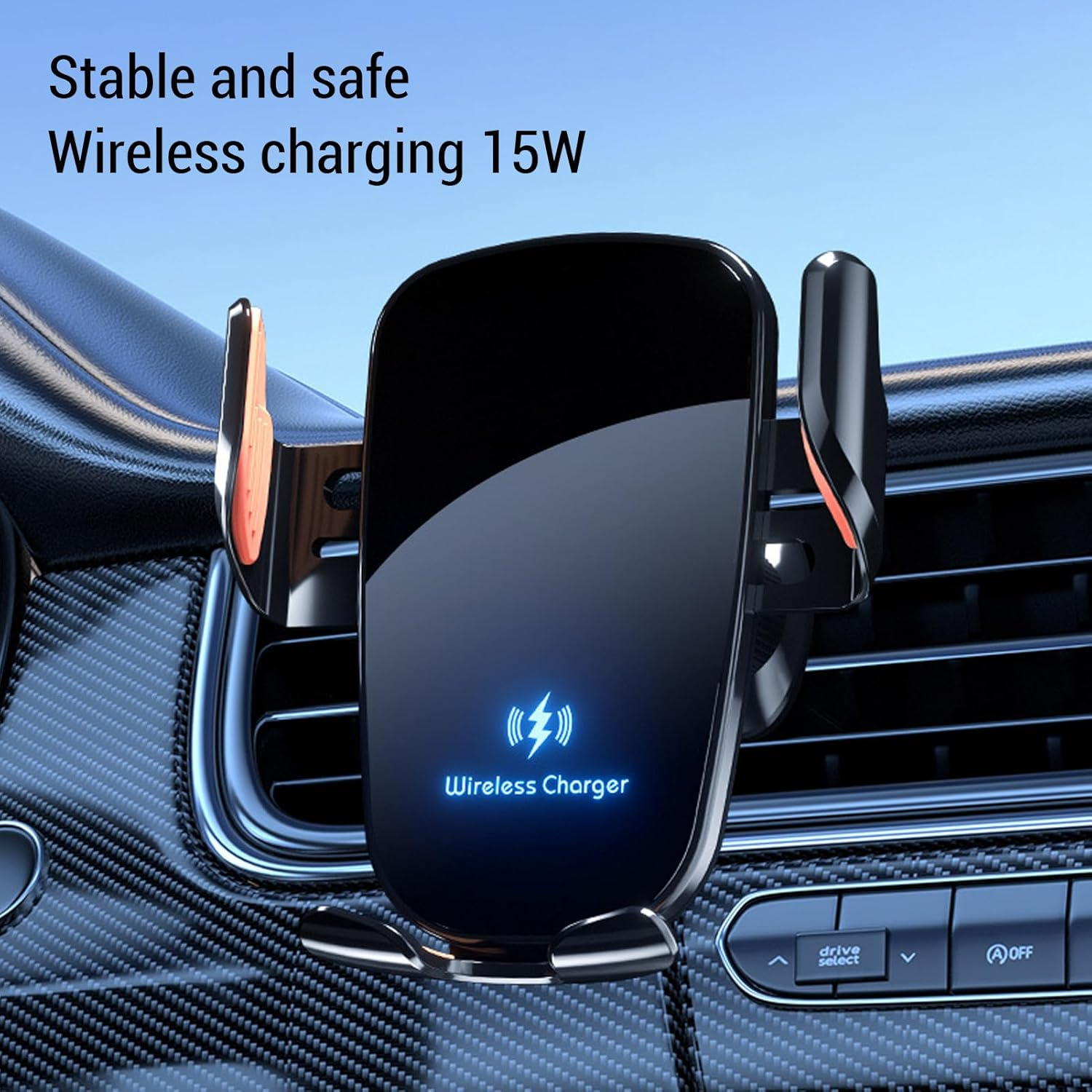 Eosnow Wireless Car Charger 15W Fast Charging Auto Sensor Smartphone Holder Adjustable Viewing Angles Car Mount Compatible with Iphone Samsung Galaxy All 4.7 to 7.2 Inch Phones