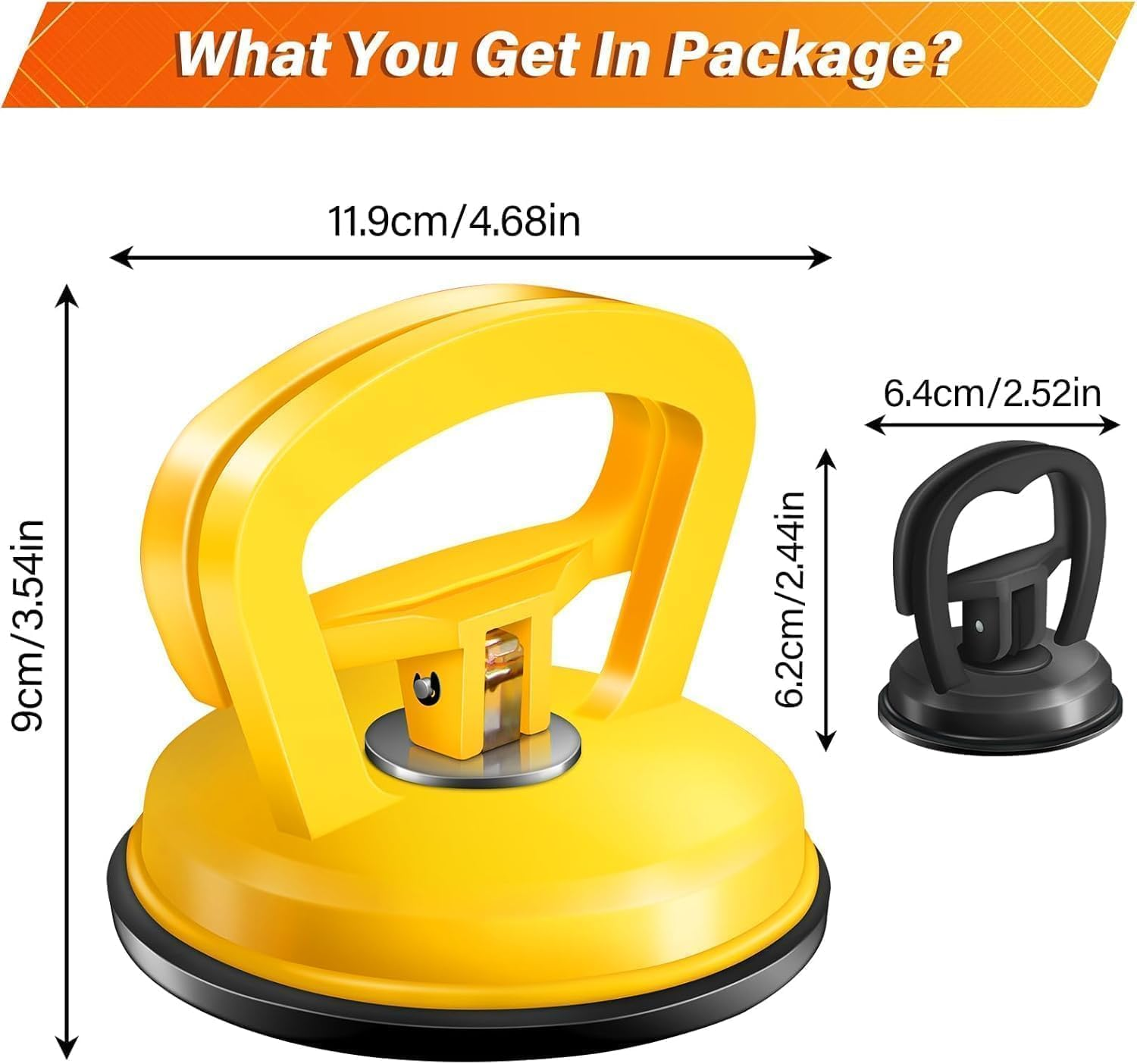 Dent Puller,3 Pack Car Dent Puller Car Dent Removal Kit Suction Cup Dent Puller Dent Remover Tool and Dent Repair Kit for Cars Body,Glass,Screen,Tiles Lifting,Objects Moving (Yellow+Black) image number 5