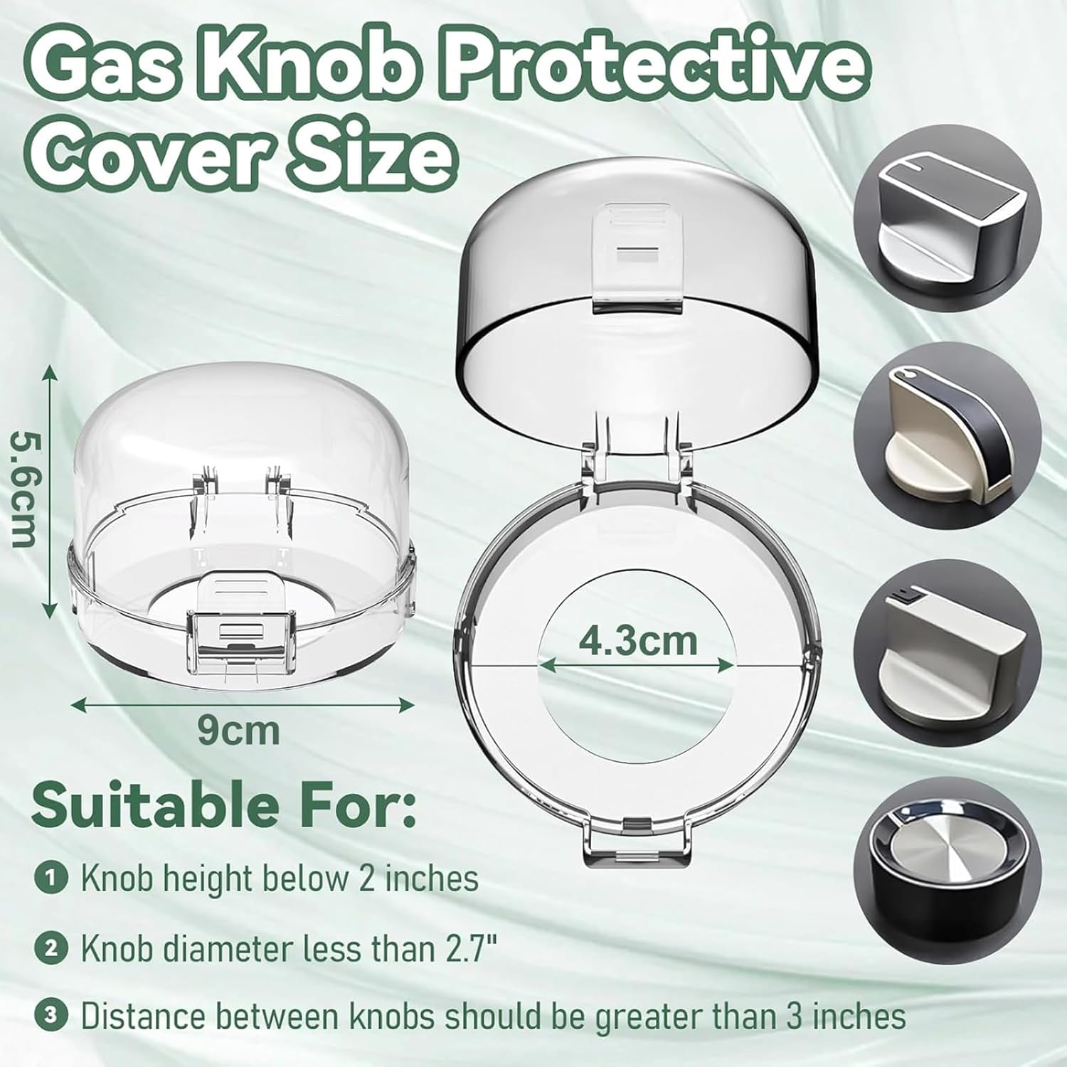 Stove Knob Safety Covers, 4-Pack, Heat-Resistant Baby Proof Press Oven Gas Stove Knob Locks image number 1
