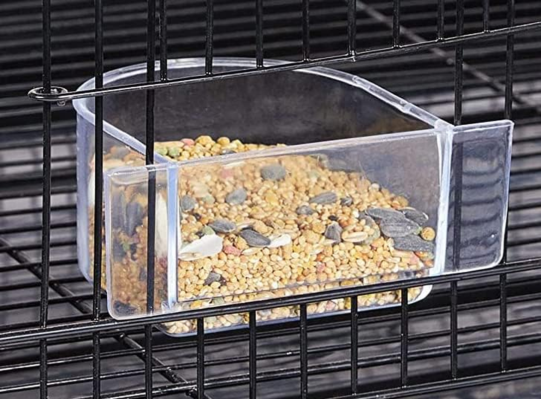 Lot of 4 Bird Cage Clear Plastic Seed Water Feeder Cups