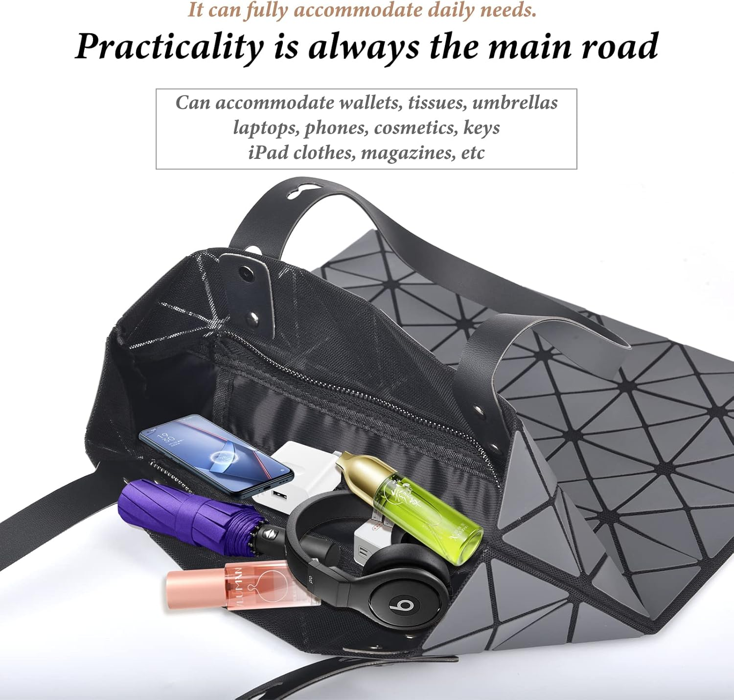 FOSIDEY Holographic Wallet, Versatile Geometric Stitching, Geometric Luminous Purse and Tote - Pearlescent Blue image number 4