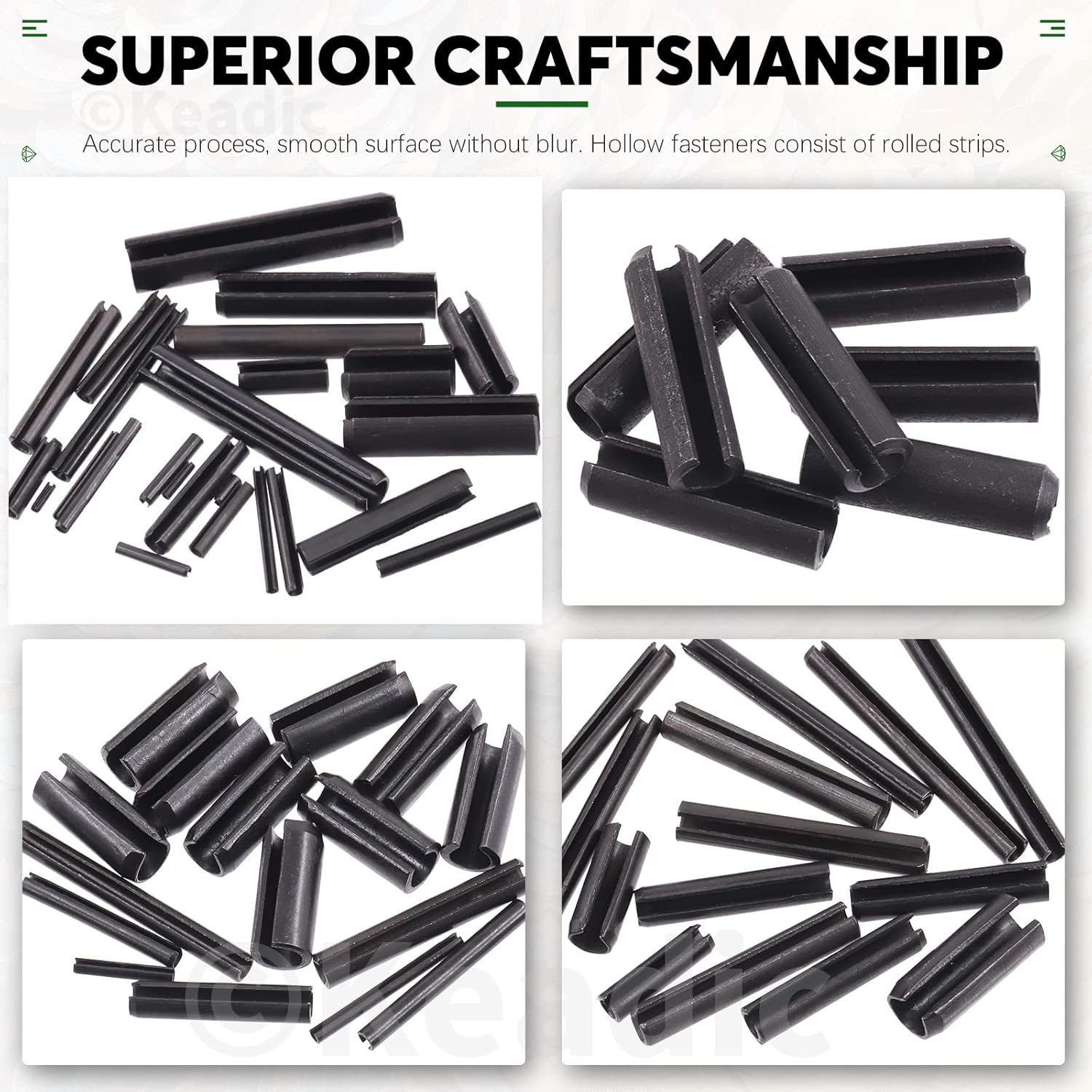 Keadic 405Pcs 27 Sizes Black Slotted Roll Pin Assortment Set, M1.5 M2 M2.5 M3 M4 M5 M6 M8 M10 Metric Split Spring Dowel Tension Roll Pins with Storage Case for Auto Repair Home Improvement image number 3