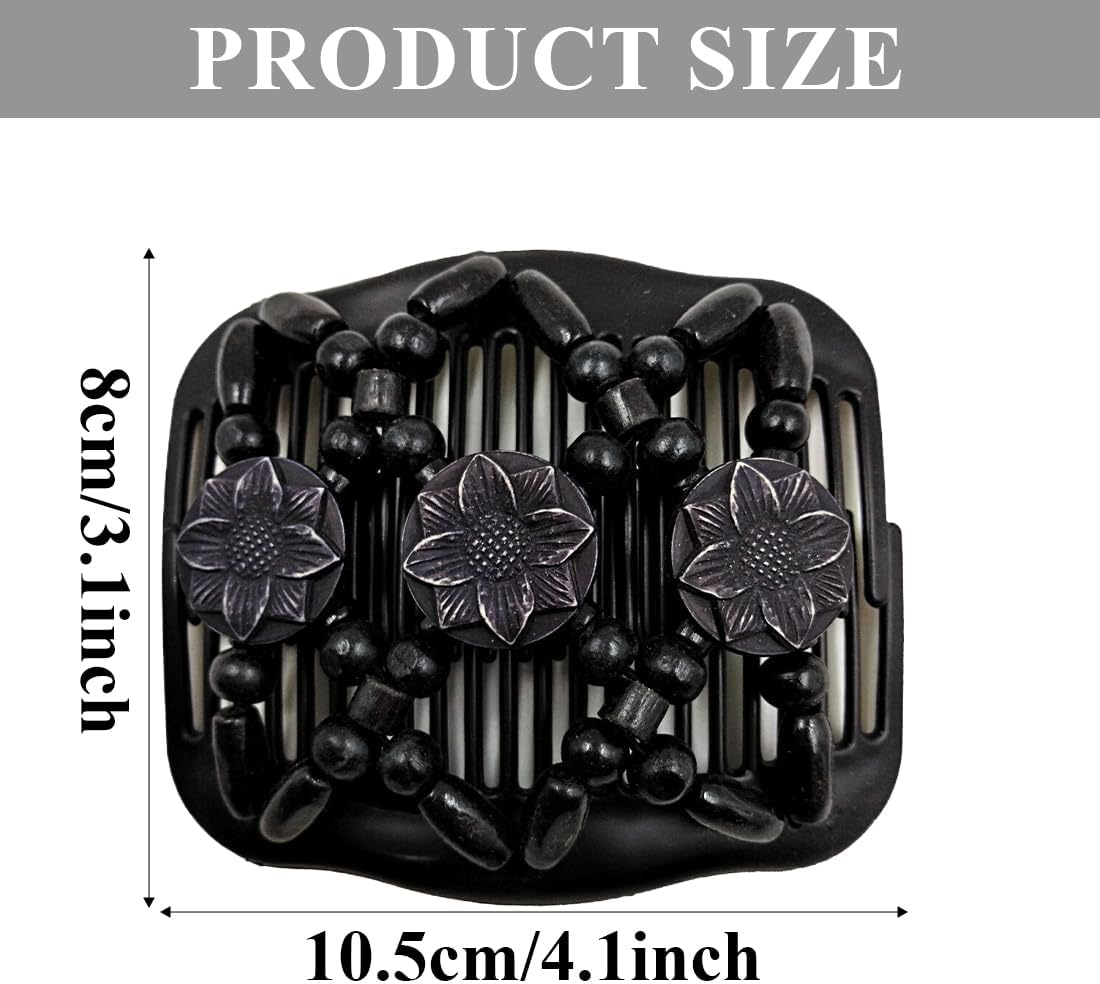 AFCJLTO Hair Comb with Elastic Beads and Stretchy Hair Clip, 1 Piece Magic Hair Comb Double Clip for Girls, Beautiful Hair Accessories Elegant Hair Clip for Women, Hair Styling Hair Comb image number 3