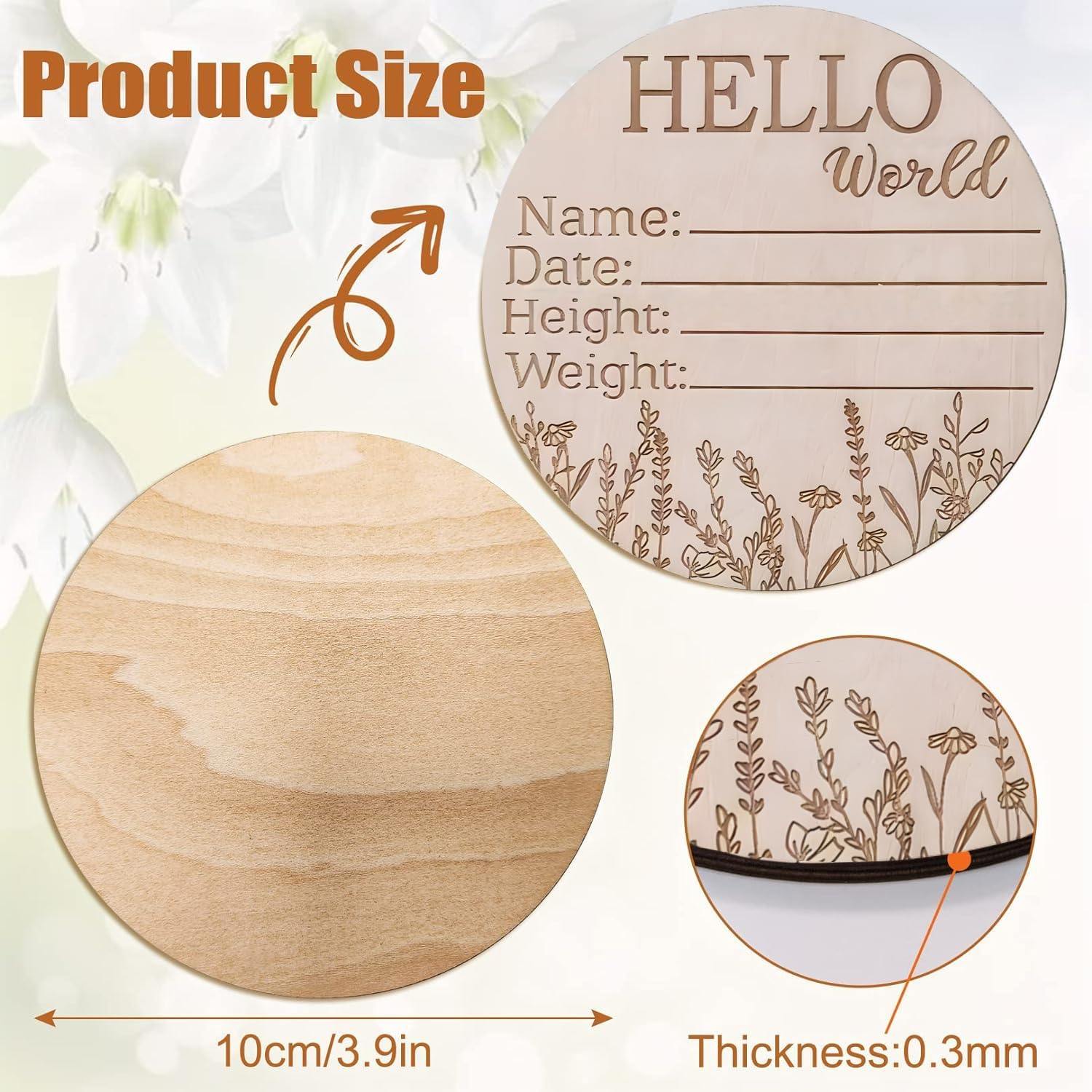 Birth Announcement Sign, Handcrafted Baby Monthly Milestone Cards Made with Light Birch Wood to Commemorate Baby'S First Year of Life,Baby Name Announcement Sign for Photo Prop Shower Nursery Gift image number 4