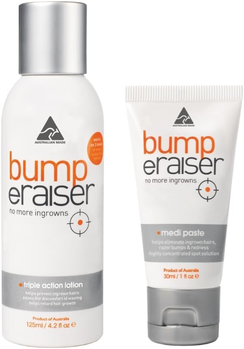 Bump Eraiser Triple Action Lotion Duo &ndash; Ingrown Hair Prevention & Treatment Kit with Lotion & Medi Paste &ndash; Razor Bump Solution for Bikini Line, Face, Underarms &ndash; Post Waxing & Shaving Care image number 1