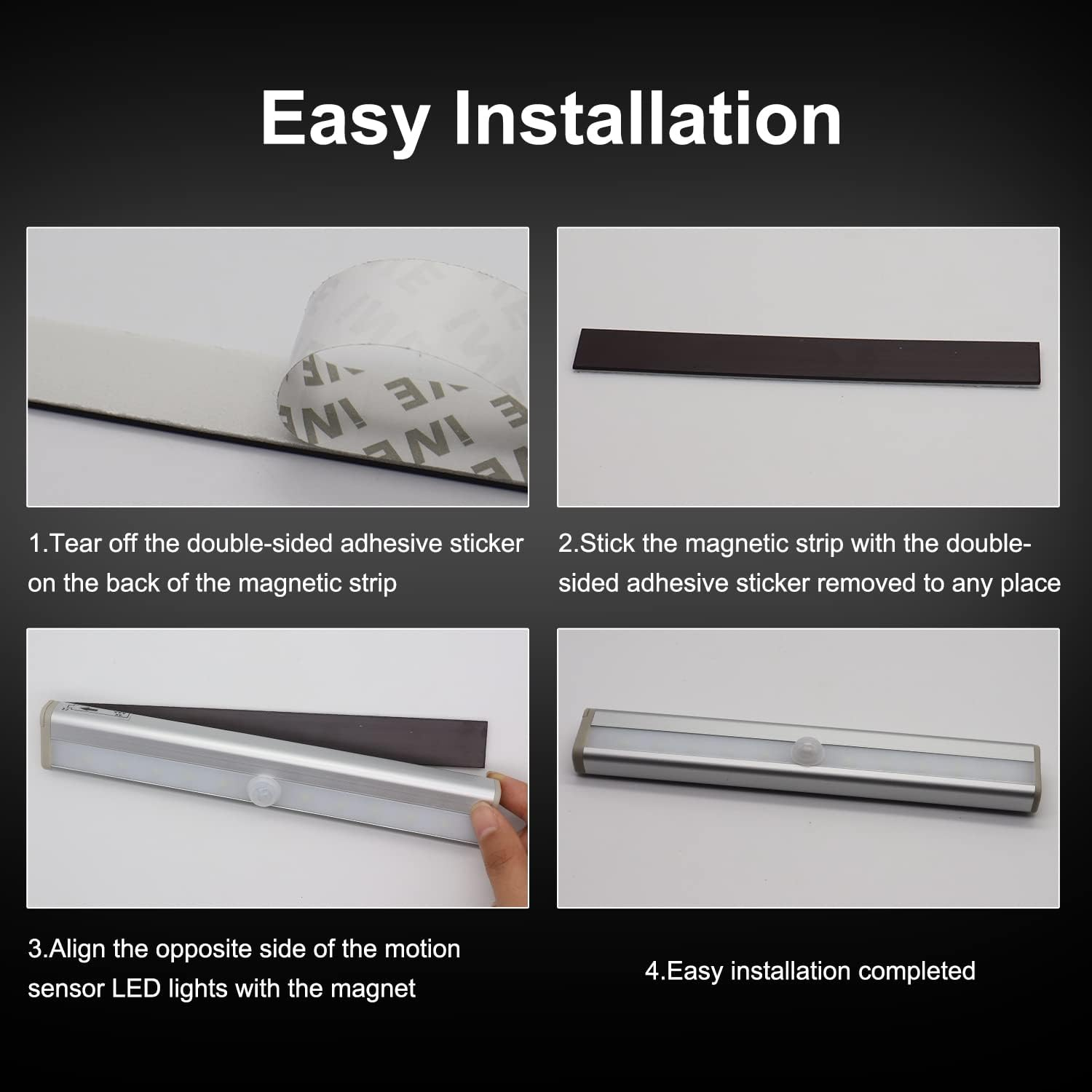 Motion Activated RV Step Lights, 10 LED Battery Operated Motorhome Motion Sensor Led Light Strip, Magnetic Night Light Bar for Motorhome Travel,Travel Trailers, Camper (2 Pack) image number 2