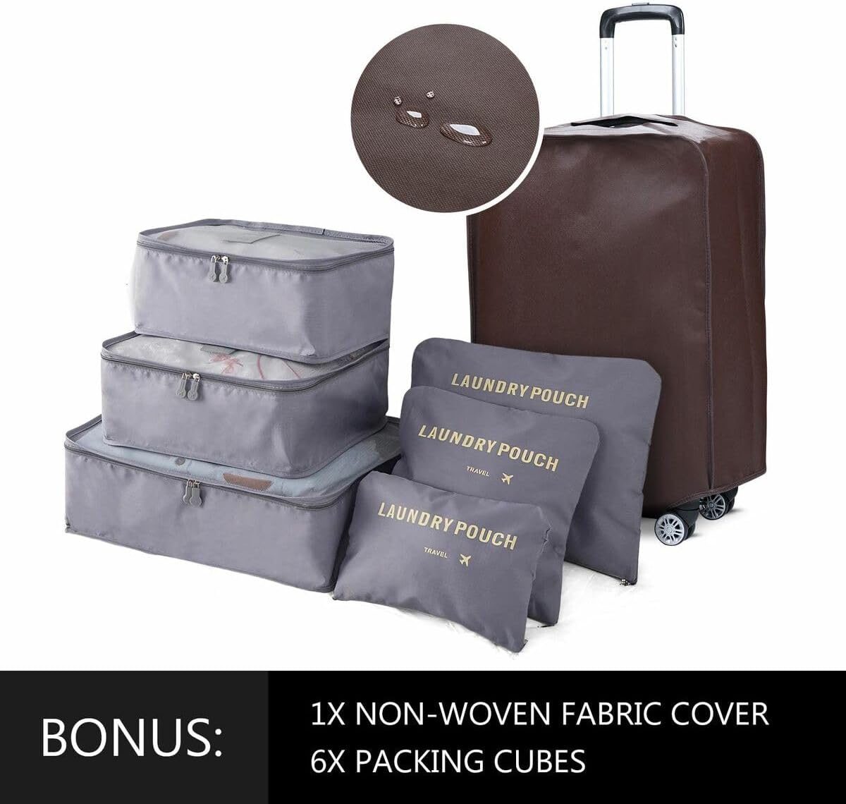 4 Piece Luggage Set Carry on Suitcase Lightweight Traveller Bag ABS Hard Shell Black - Black image number 4