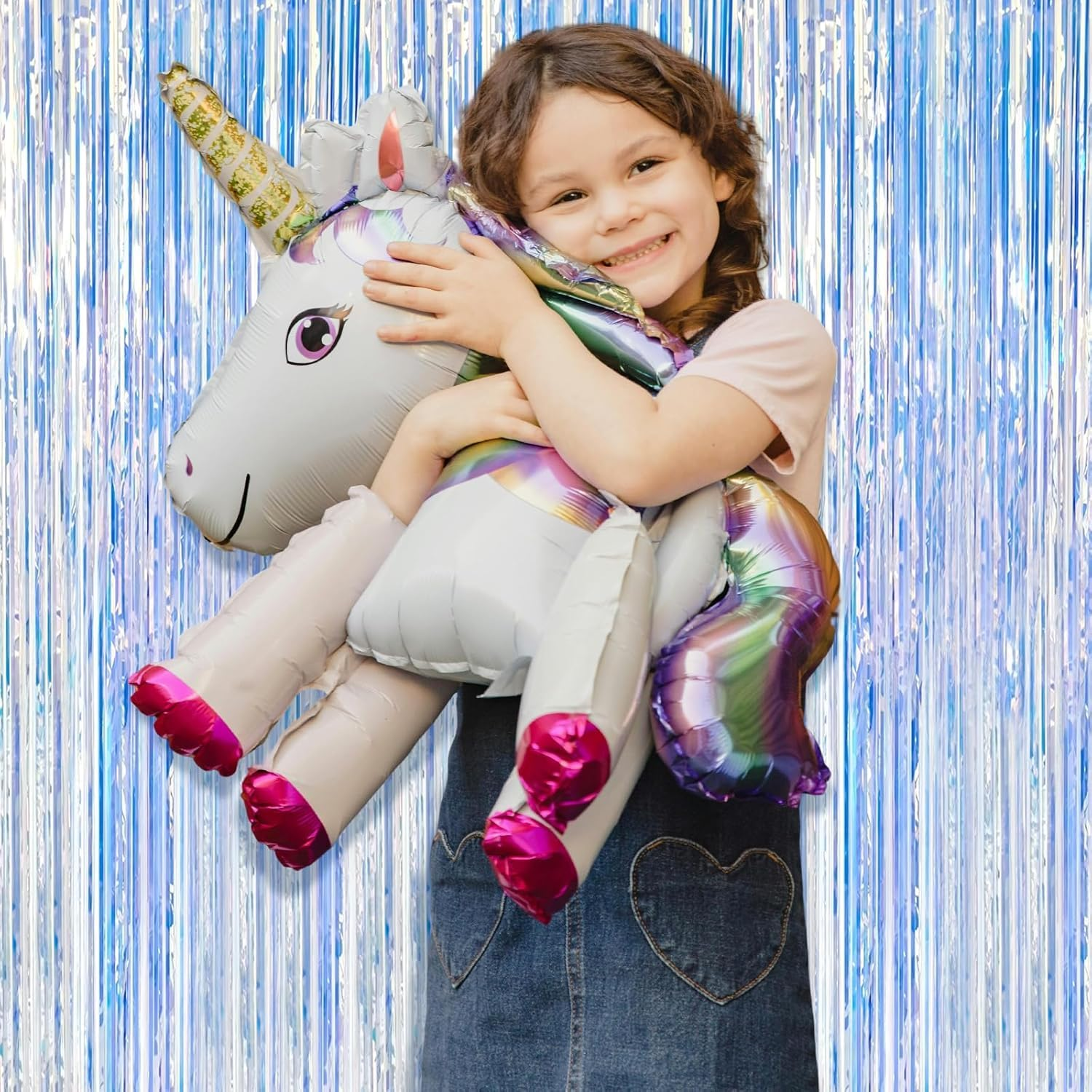 2 Pack Iridescent Party Streamers Backdrop Decorations- Neon Transparent Holographic Tinsel Foil Fringe Curtain for Mermaid/Frozen/Sea/Euphoria/Eras Party Theme Decorations 3.2Ft X 6.5Ft 2 PCS image number 6