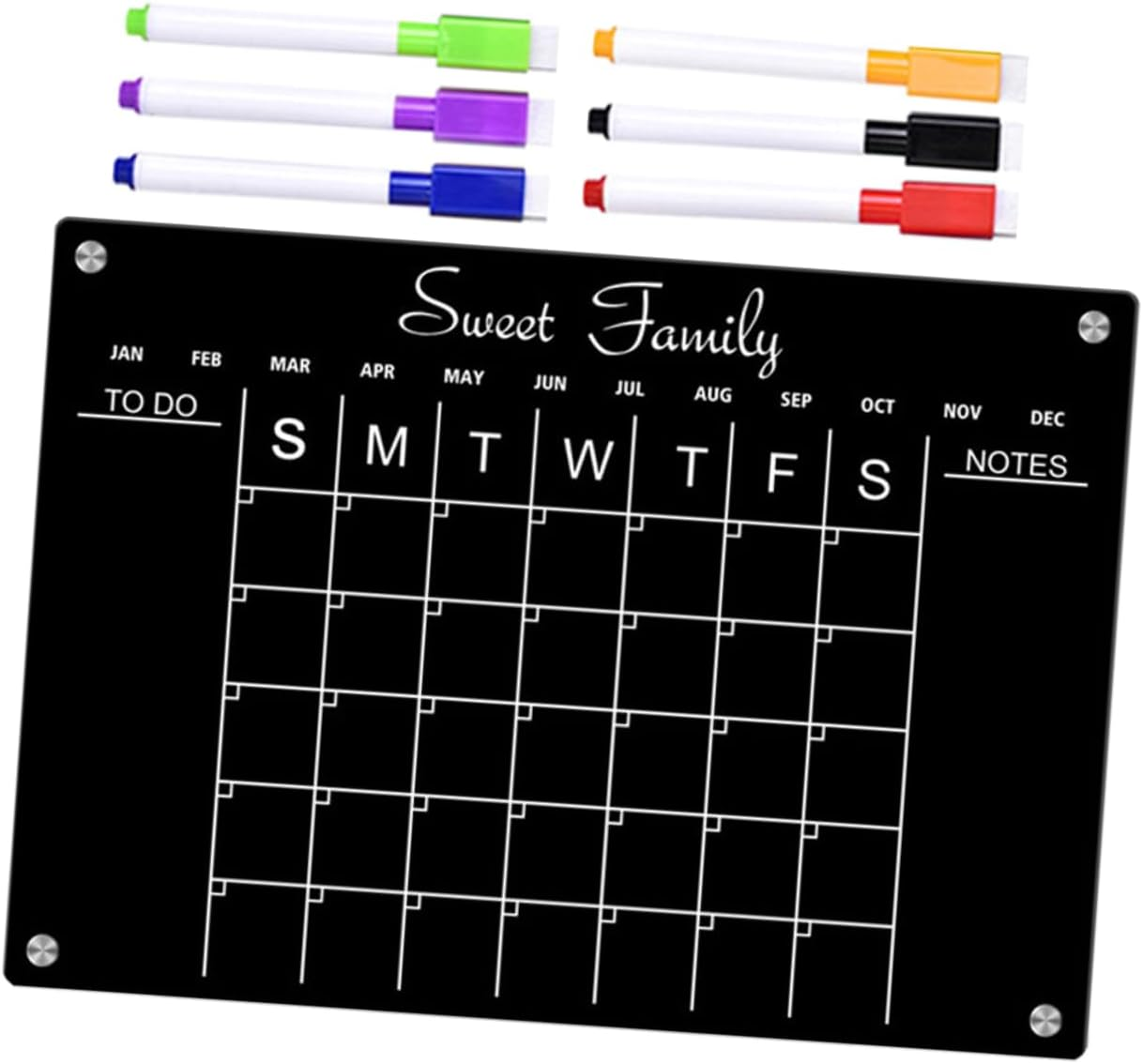 HAPINARY Black Acrylic Magnetic Board Fridge Dry Erase Schedule Planner Magnet Board for Wall Magnetic Message image number 3