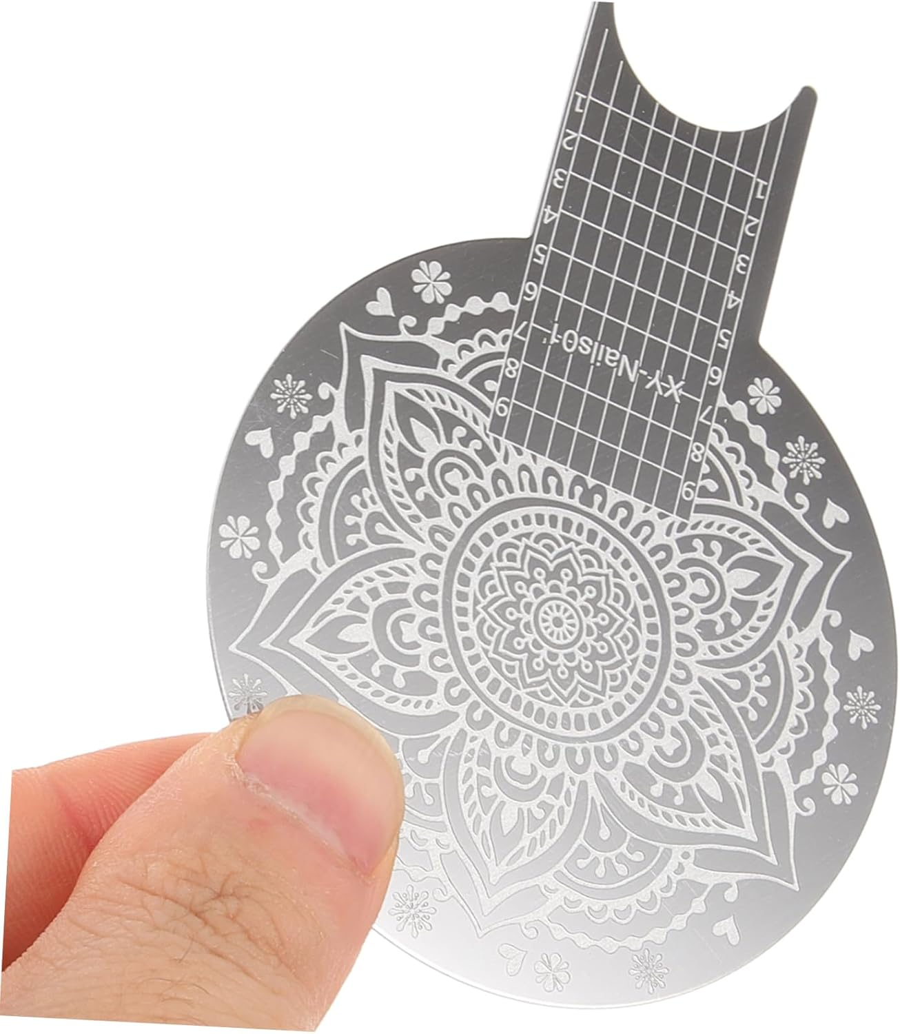 NIYANGLE 3Pcs Nail Polish Painted Steel Plate Templates Nail Stamper Grooming Stampers Blue Stainless Steel image number 2