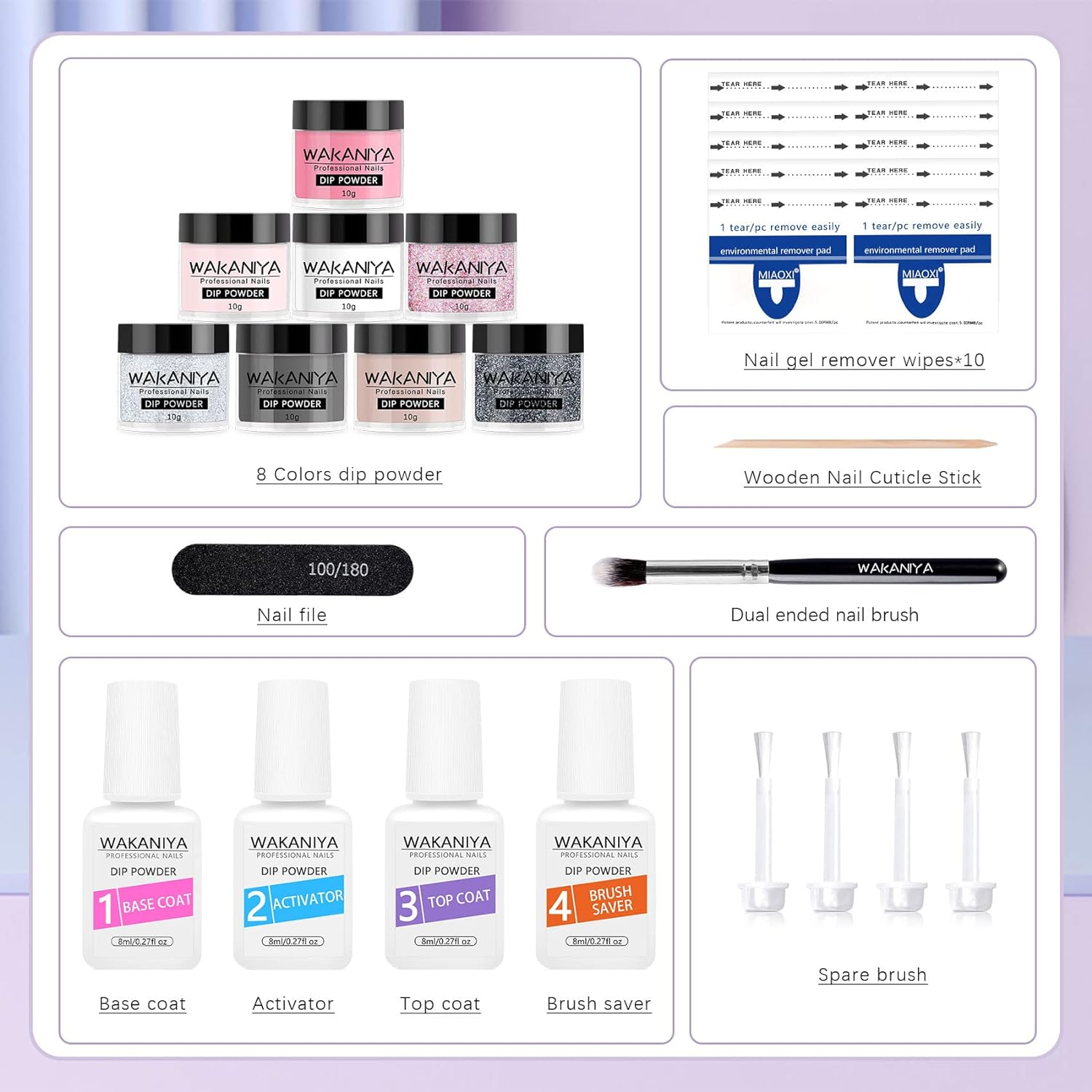 Dip Powder Kit - 8 Colors Pink Glitter with Top Base Coat and Activator, Starter Kit for French Nail Art image number 5